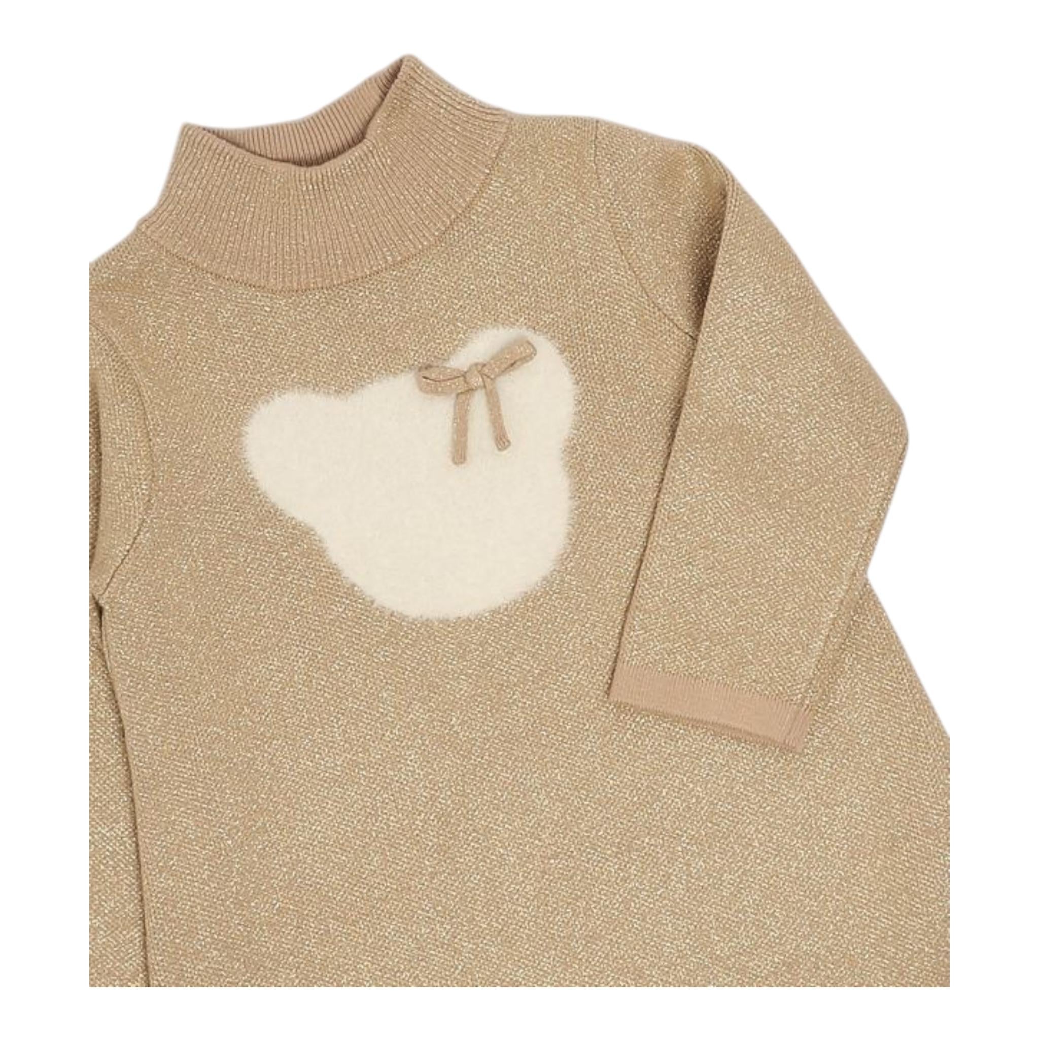 LIU JO abito tinta unita mezzo collo con stampa Sabbia per Bambina KF4071MA07E SABBIA LIU JO