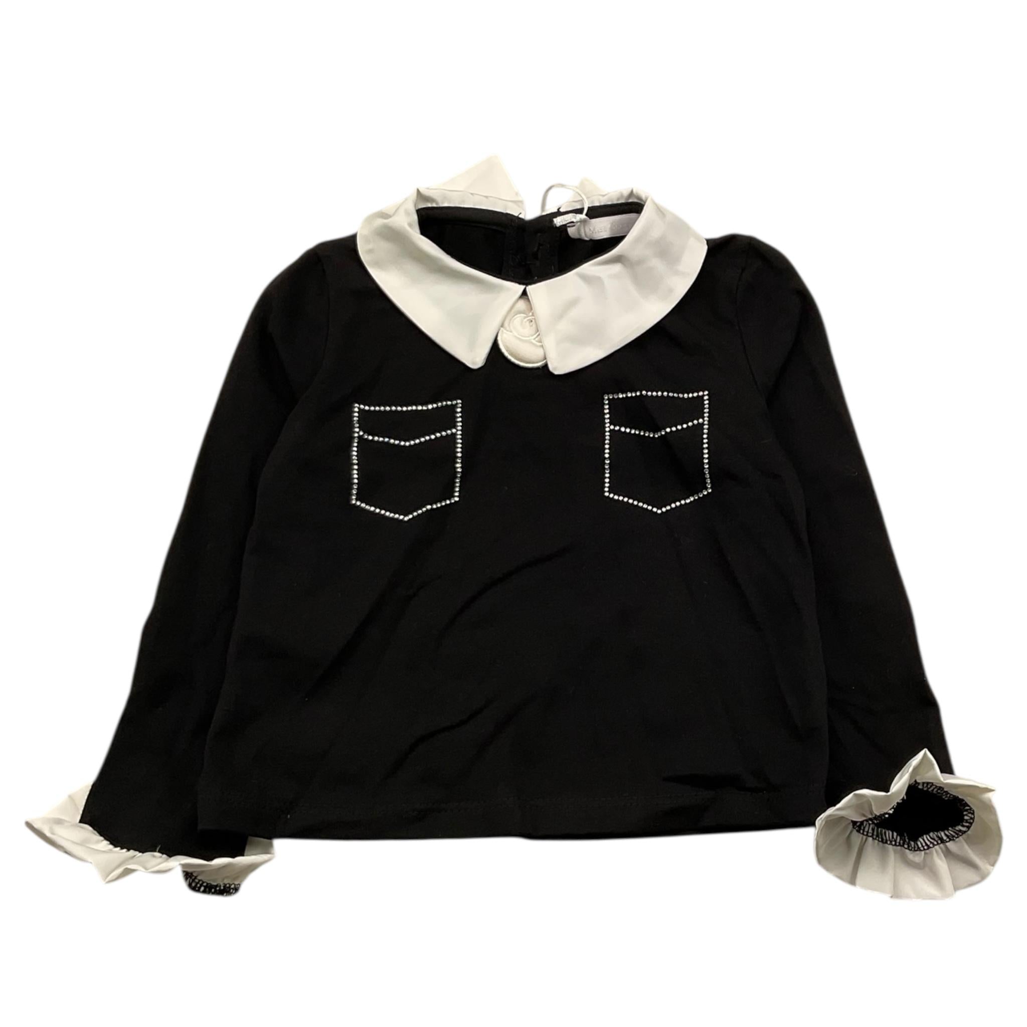 MISS GRANT shirt tinta unita con colletto in contrasto Nero per Neonata MG1150N NERO MISS GRANT