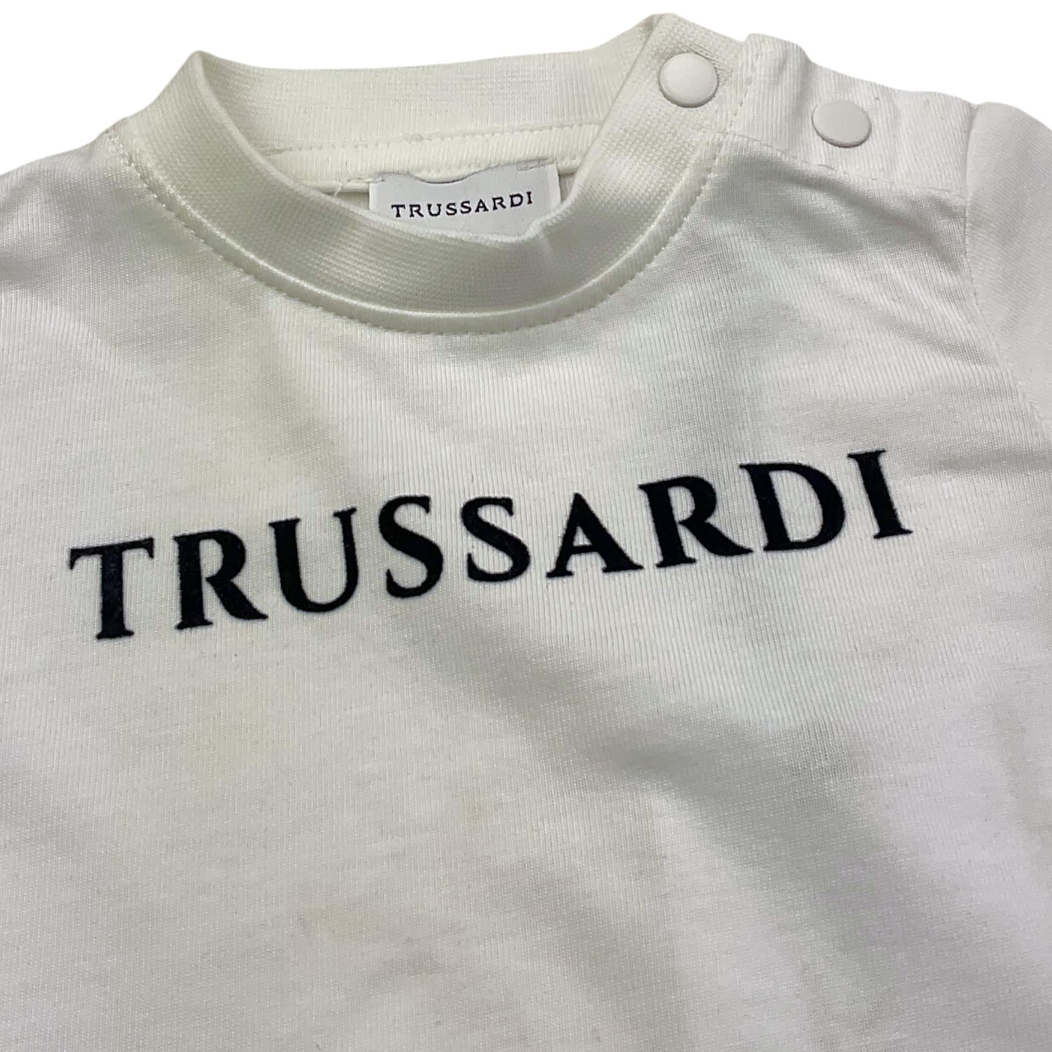 TRUSSARDI t-shirt girocollo tinta unita con stampa Bianco per Neonato TIA25014TS BIANCO TRUSSARDI