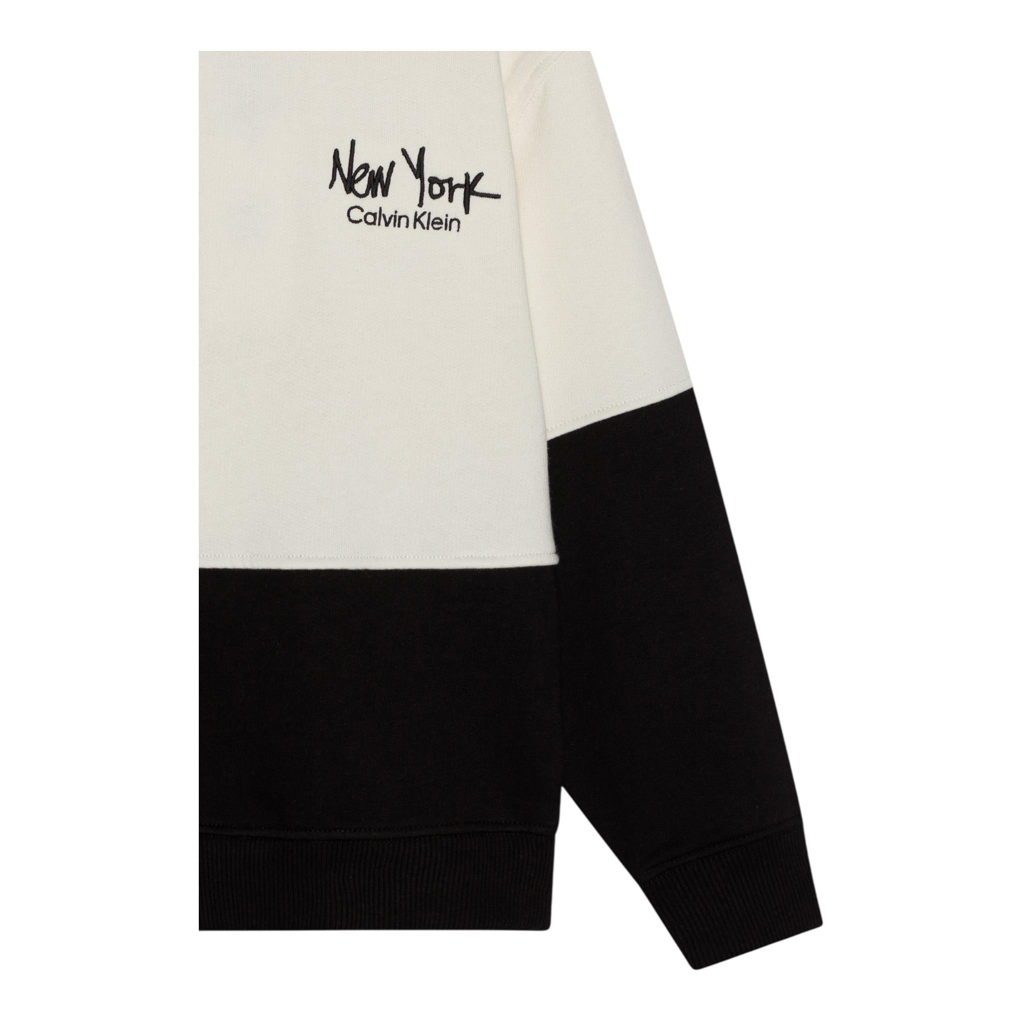 CALVIN KLEIN felpa bicolore con cappuccio e stampa Bianco/nero per Bambino IB0IB02329 BIANCO/NERO CALVIN KLEIN