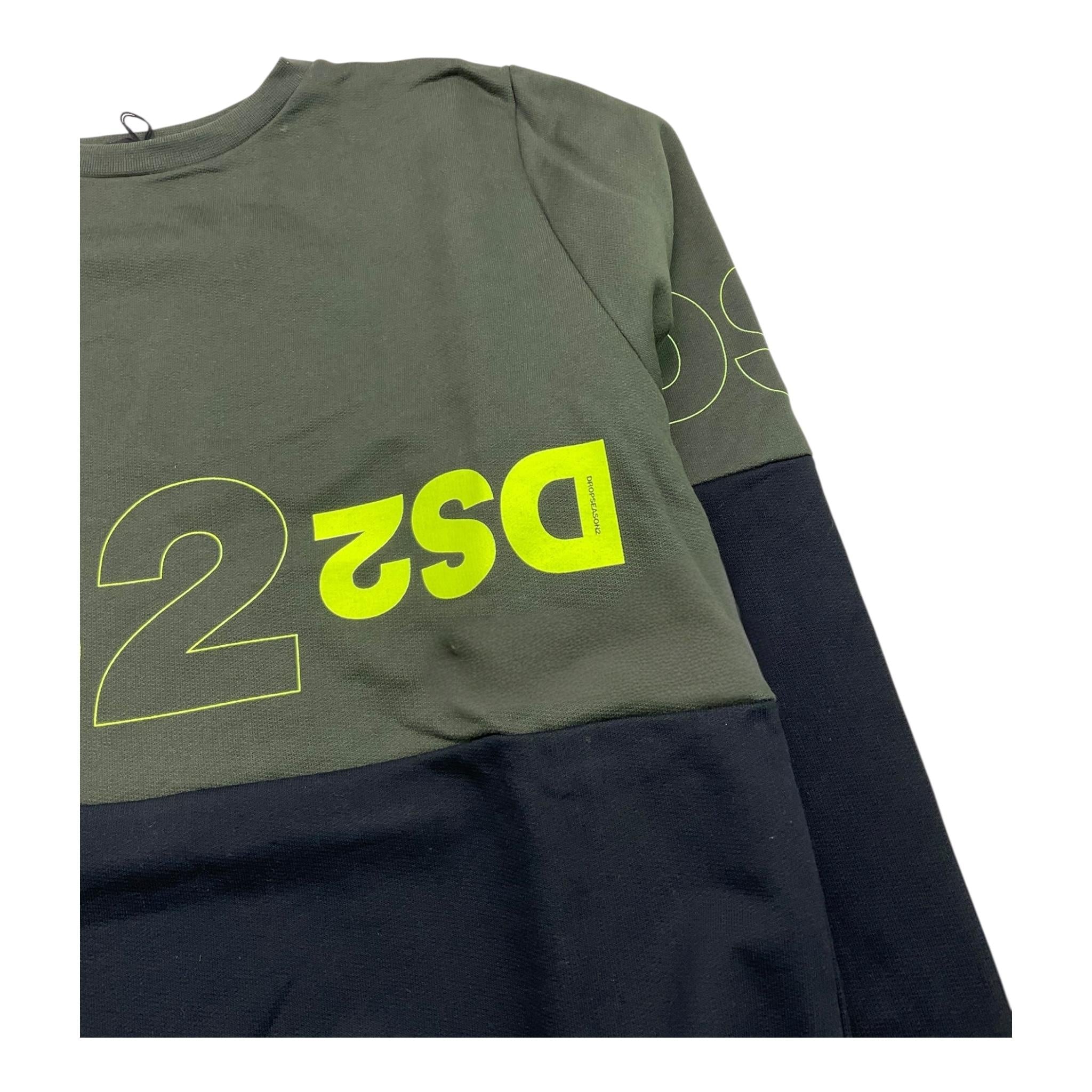 DROPSEASON2 felpa girocollo bicolore Nero/verde per Bambino FW242K28 NERO/VERDE DROPSEASON2