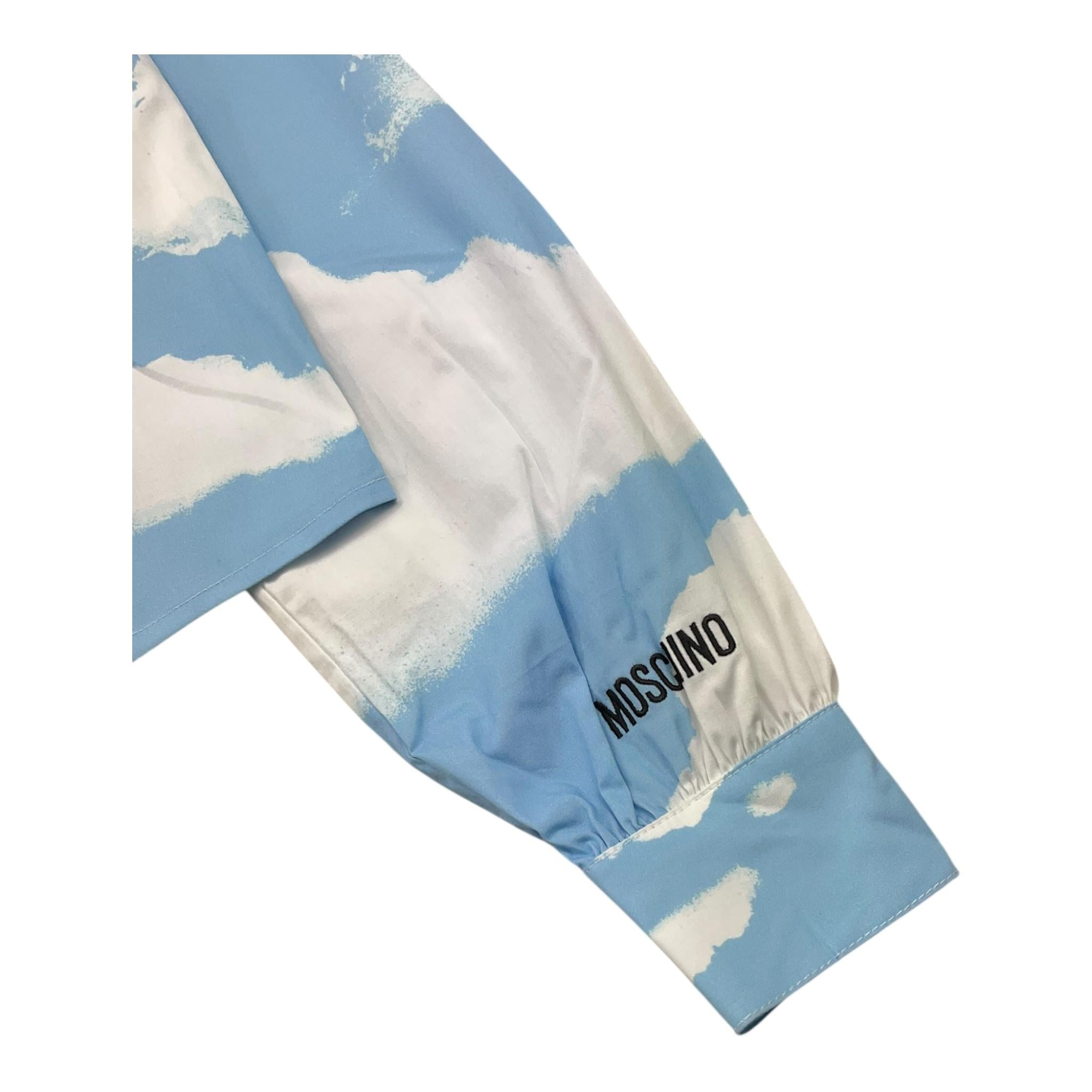 MOSCHINO camicia bicolore con fantasia Bianco/azzurro per Bambina HDC029 BIANCO/AZZURRO MOSCHINO