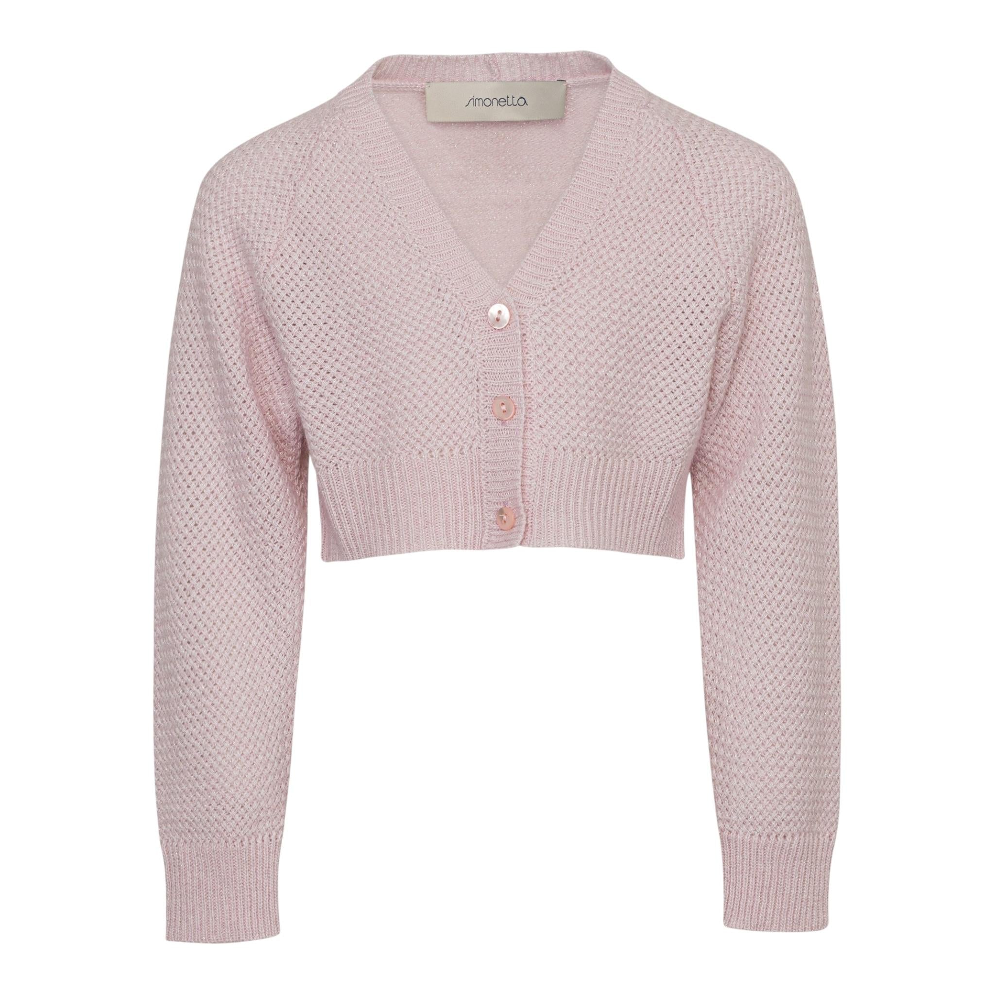 SIMONETTA cardigan tinta unita con scollo a v Rosa per Bambina SV9A10 ROSA SIMONETTA