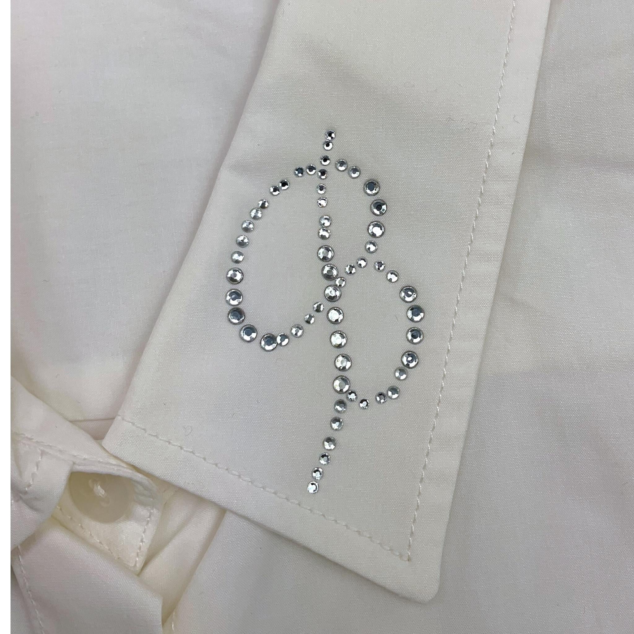 MISS BLUMARINE camicia tinta unita con brillantini Bianco per Bambina IF4159 BIANCO MISS BLUMARINE