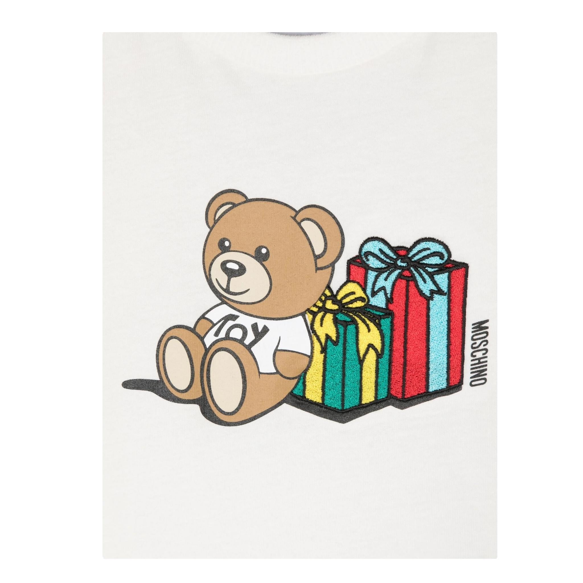 MOSCHINO shirt girocollo tinta unita con logo Bianco per Bambino MUO00VJ BIANCO MOSCHINO