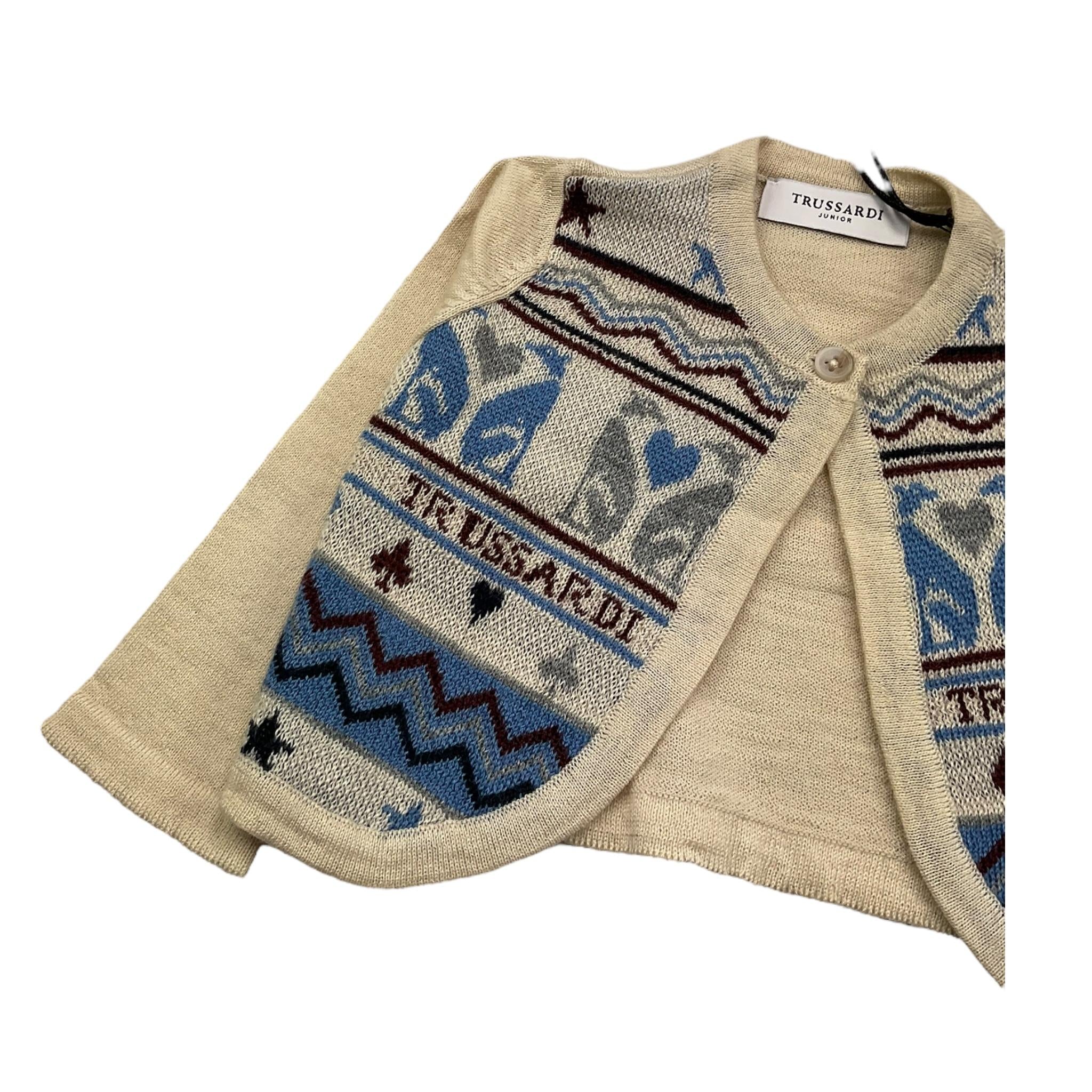 TRUSSARDI cardigan tinta unita stampa fantasia Panna per Neonato TIA25158 PANNA TRUSSARDI