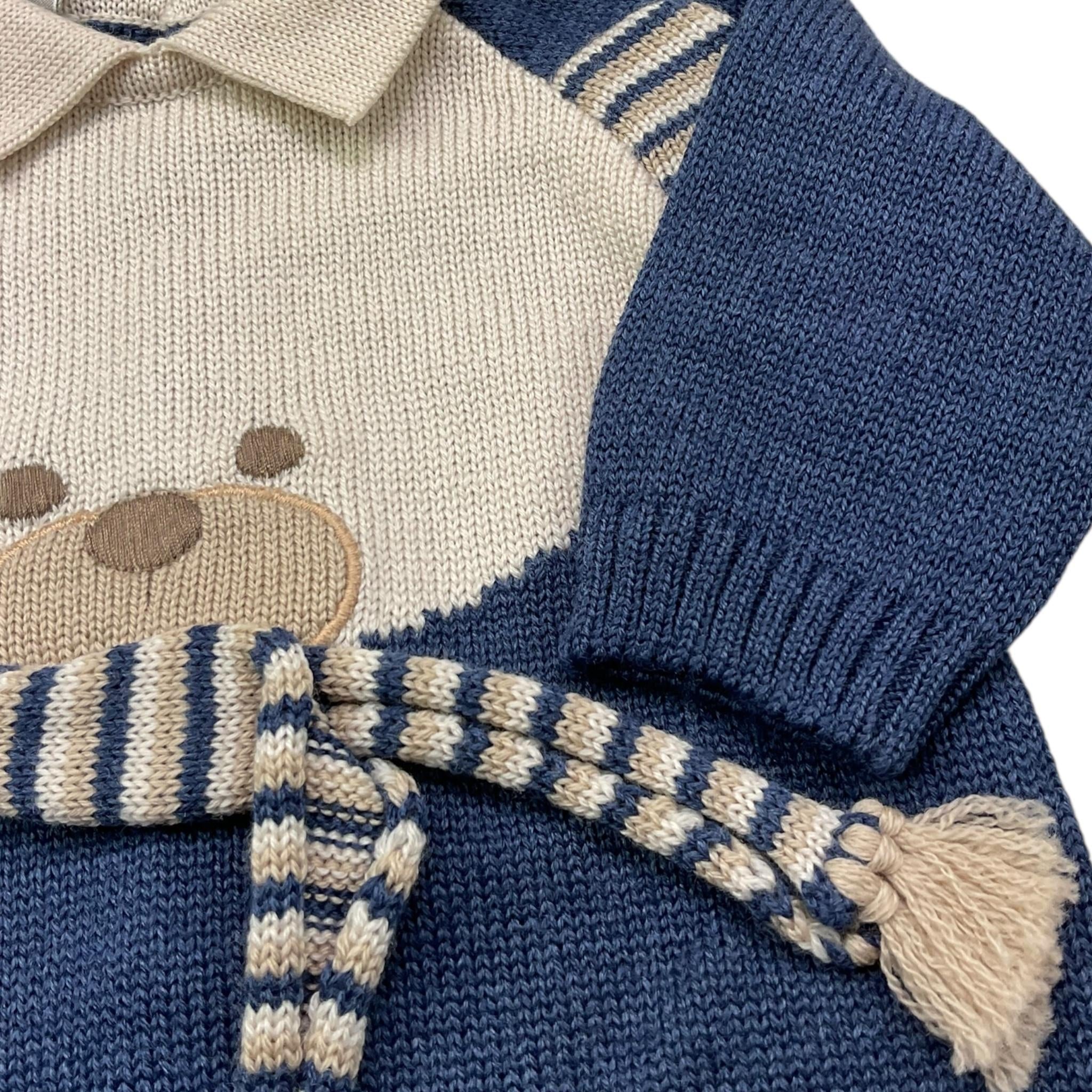 MARLU' tutina bicolore in maglia con stampa Blu per Neonato IC6510 BLU MARLU'