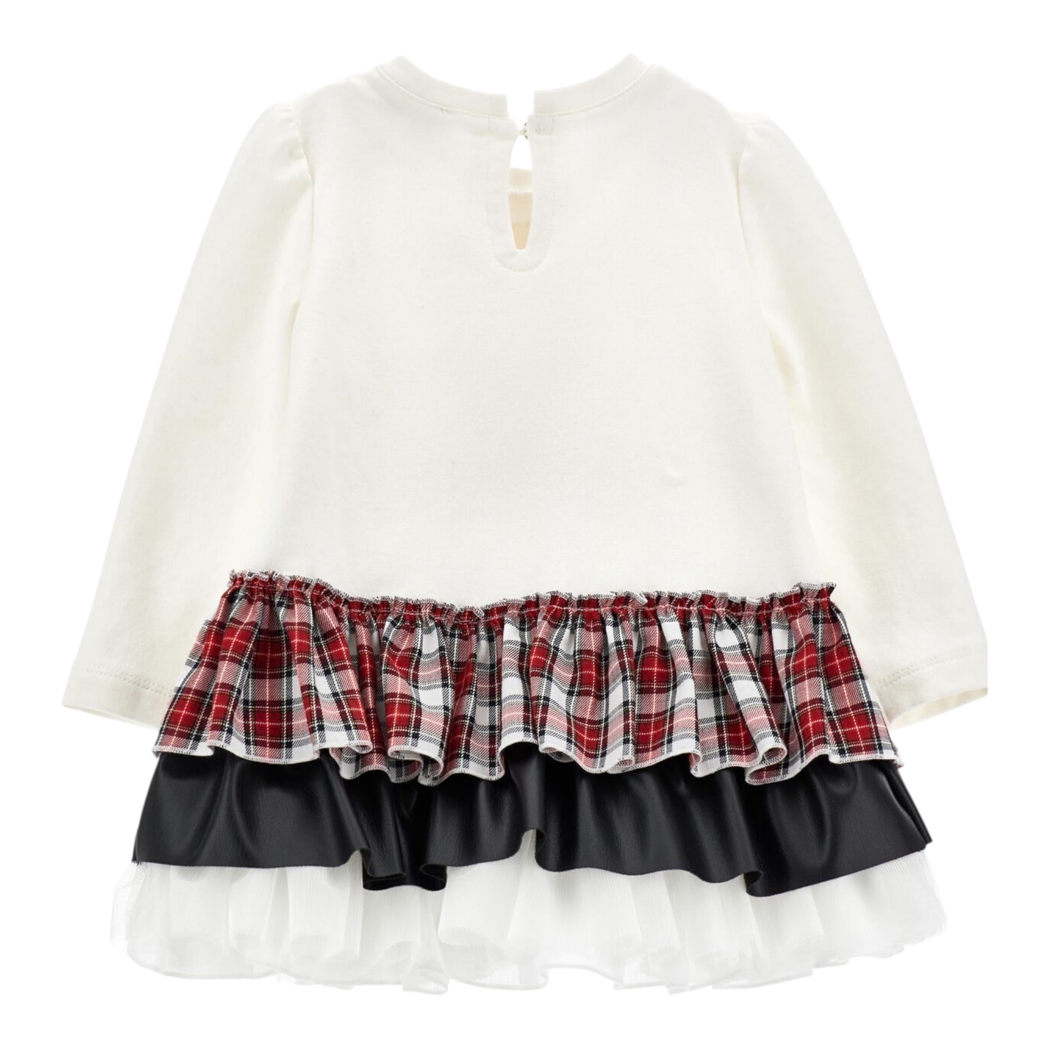 MONNALISA abito felpa girocollo tinta unita con balze Bianco per Bambina 19D922X BIANCO MONNALISA