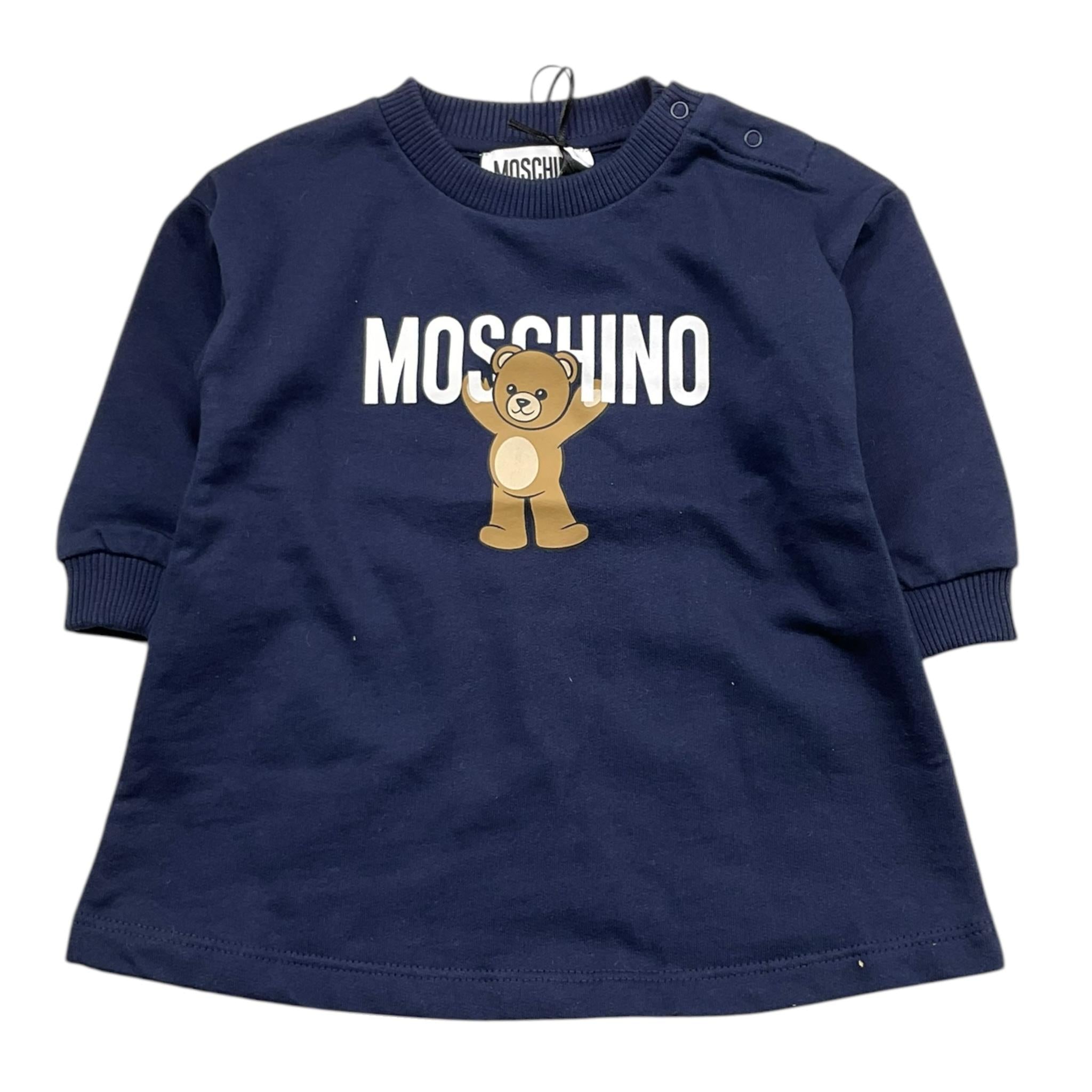 MOSCHINO abito modello felpa tinta unita con logo Blu per Neonata MDV0CV BLU MOSCHINO