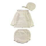 JULIANA completo 3 pz maglia-coulotte-cappello tinta unita Bianco per Neonata 24576 BIANCO JULIANA