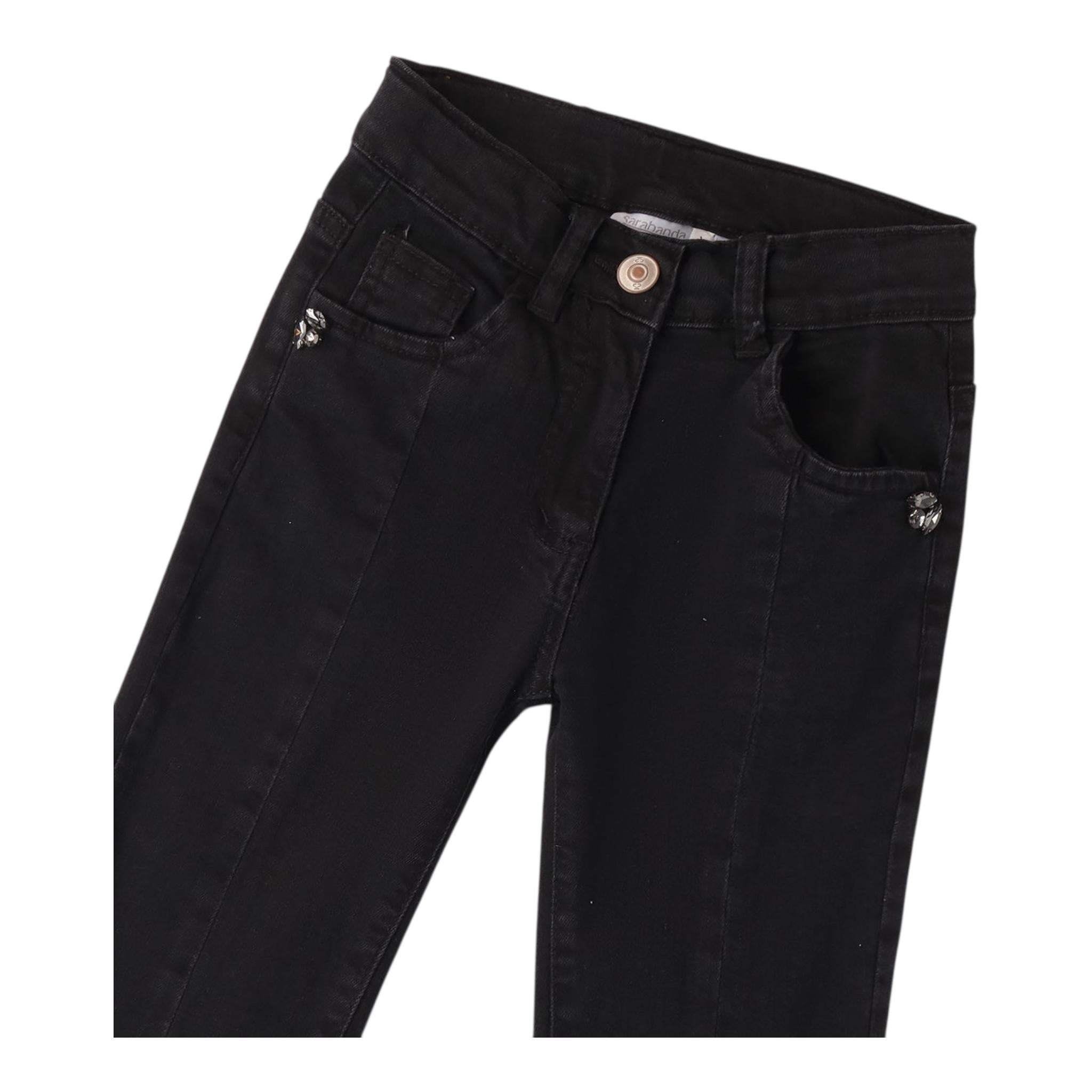 SARABANDA jeans tinta unita con girovita regolabile Nero per Bambina 0A735 NERO SARABANDA