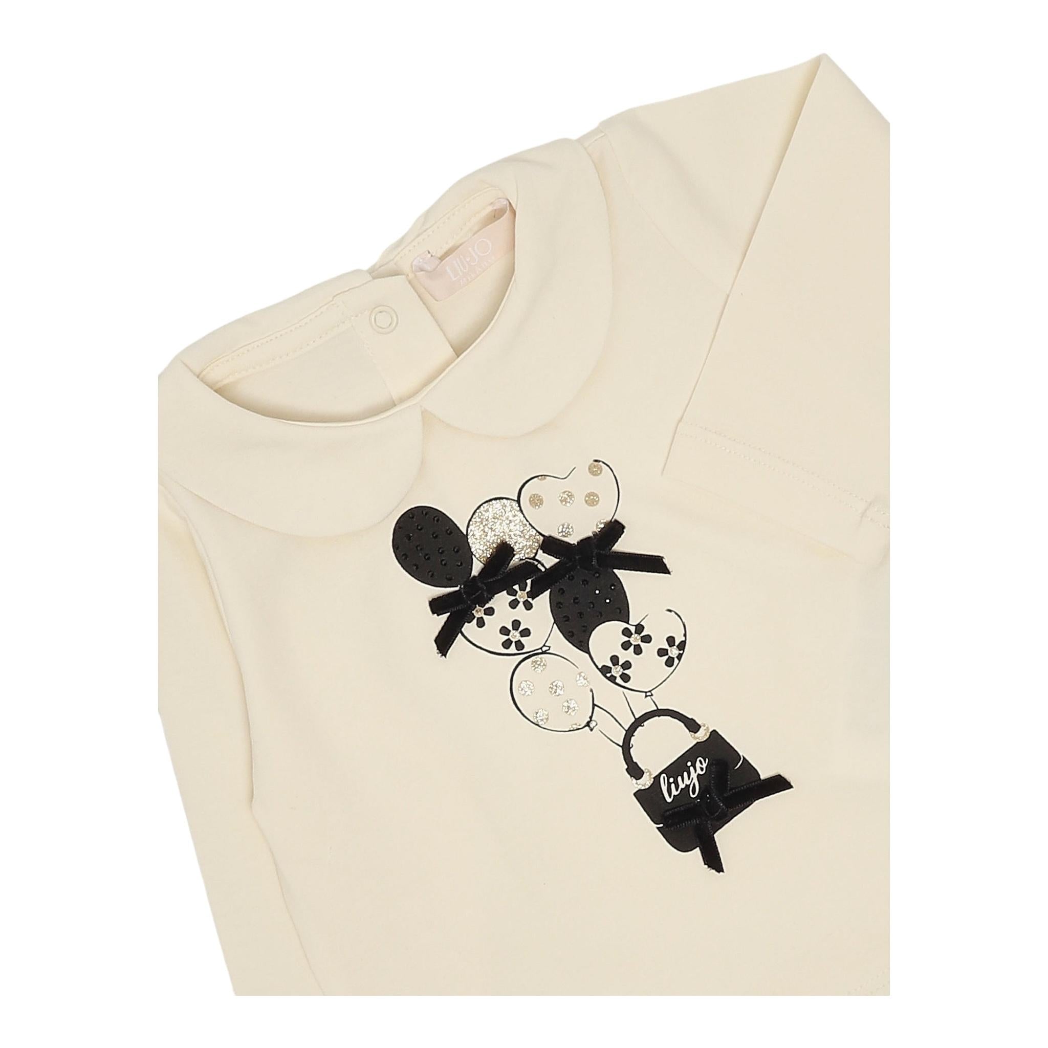 LIU JO shirt girocollo tinta unita con stampa in contrasto Panna per Neonata HF4078XX PANNA LIU JO