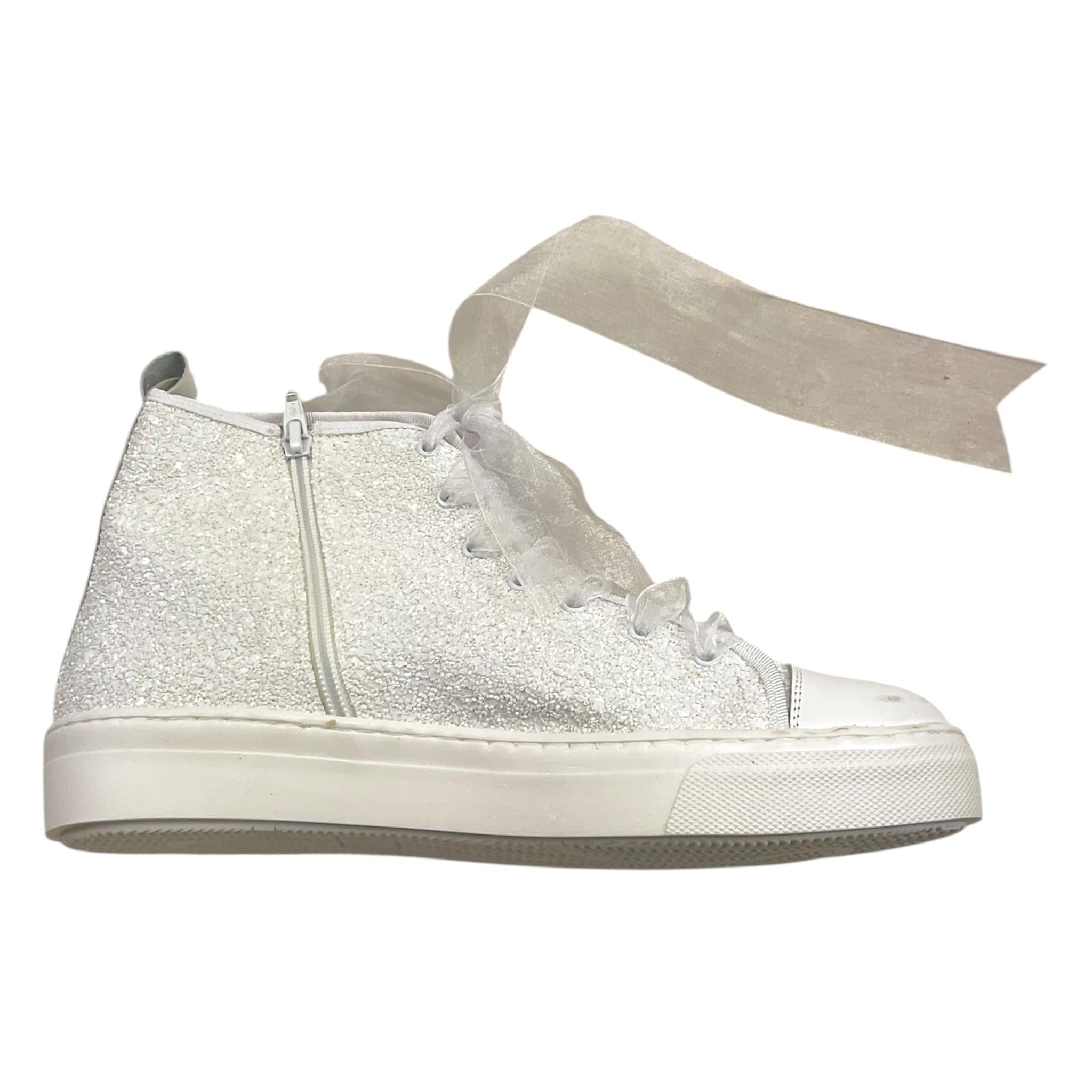 PANYNO sneakers tinta unita con lacci e brillantini Bianco per Bambina F3404 BIANCO PANYNO
