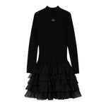 TWINSET abito tinta unita con tulle Nero per Bambina 242GJ3121 NERO TWINSET
