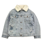 MOSCHINO giubbino in denim tinta unita con pelliccia e stampa Azzurro per Bambino HUS05C AZZURRO MOSCHINO