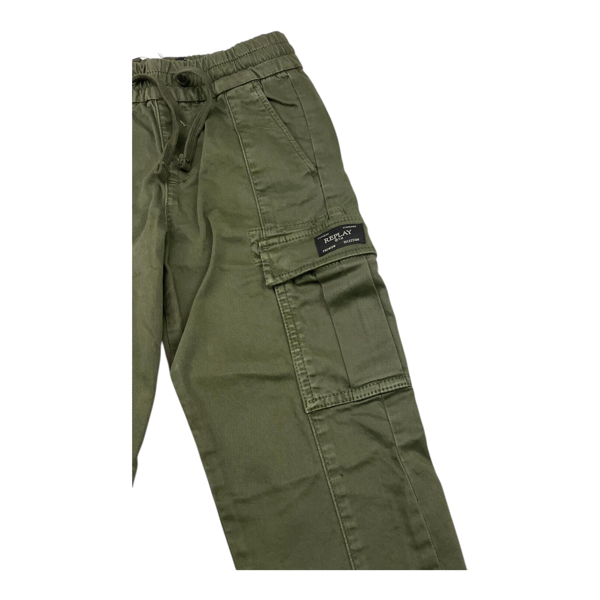 REPLAY pantalone tinta unita con elastico in vita Verde per Bambino SB9085 VERDE REPLAY