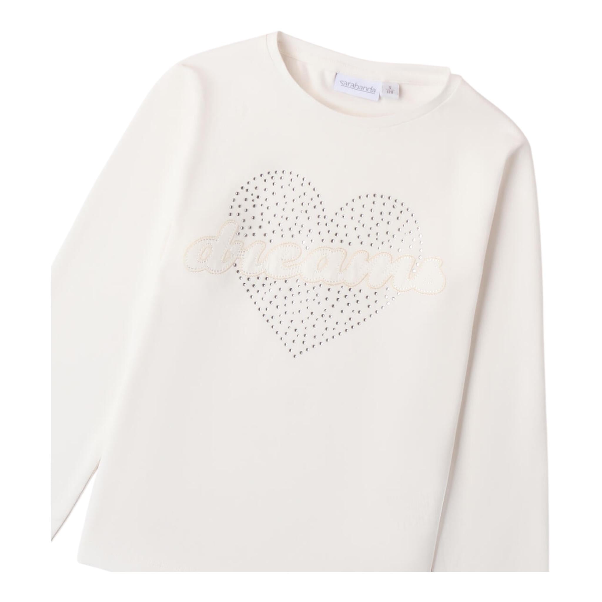 SARABANDA shirt girocollo tinta unita stampa brillantinata Bianco per Bambina 0A755 BIANCO SARABANDA