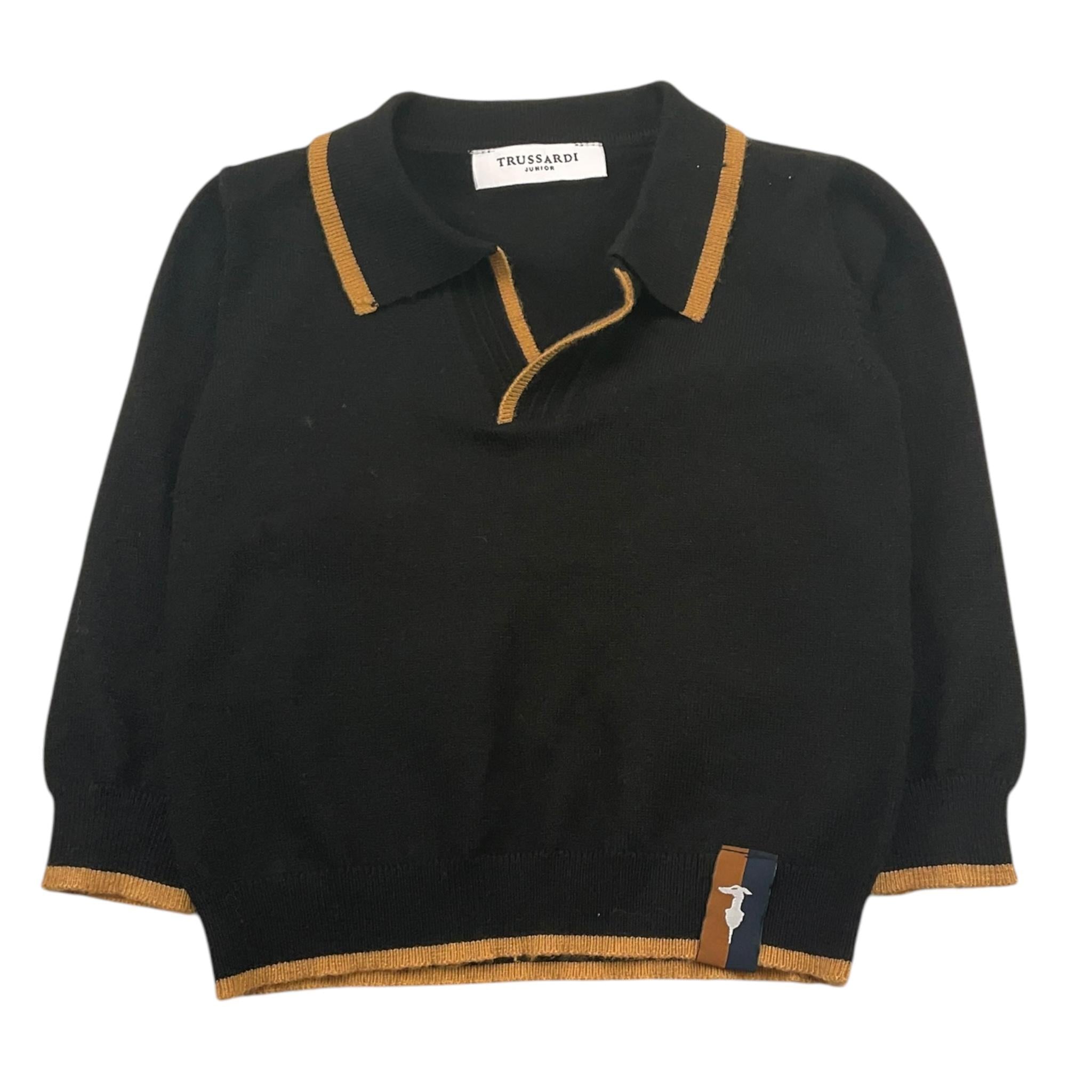 TRUSSARDI polo in maglia tinta unita cn profili in contrasto Nero per Neonato TIA25083MA NERO TRUSSARDI