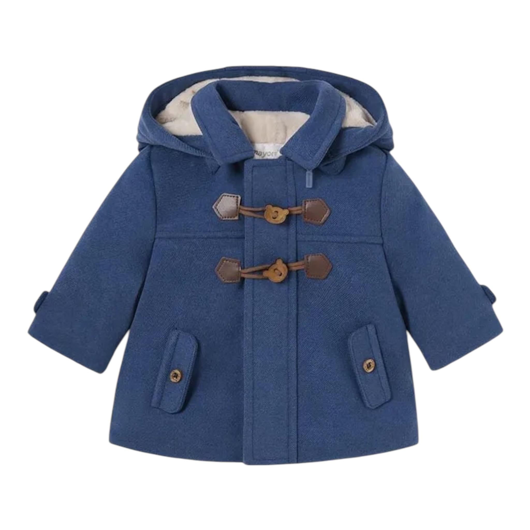 MAYORAL cappotto tinta unita cn cappuccio Blu per Neonato 2458 BLU MAYORAL