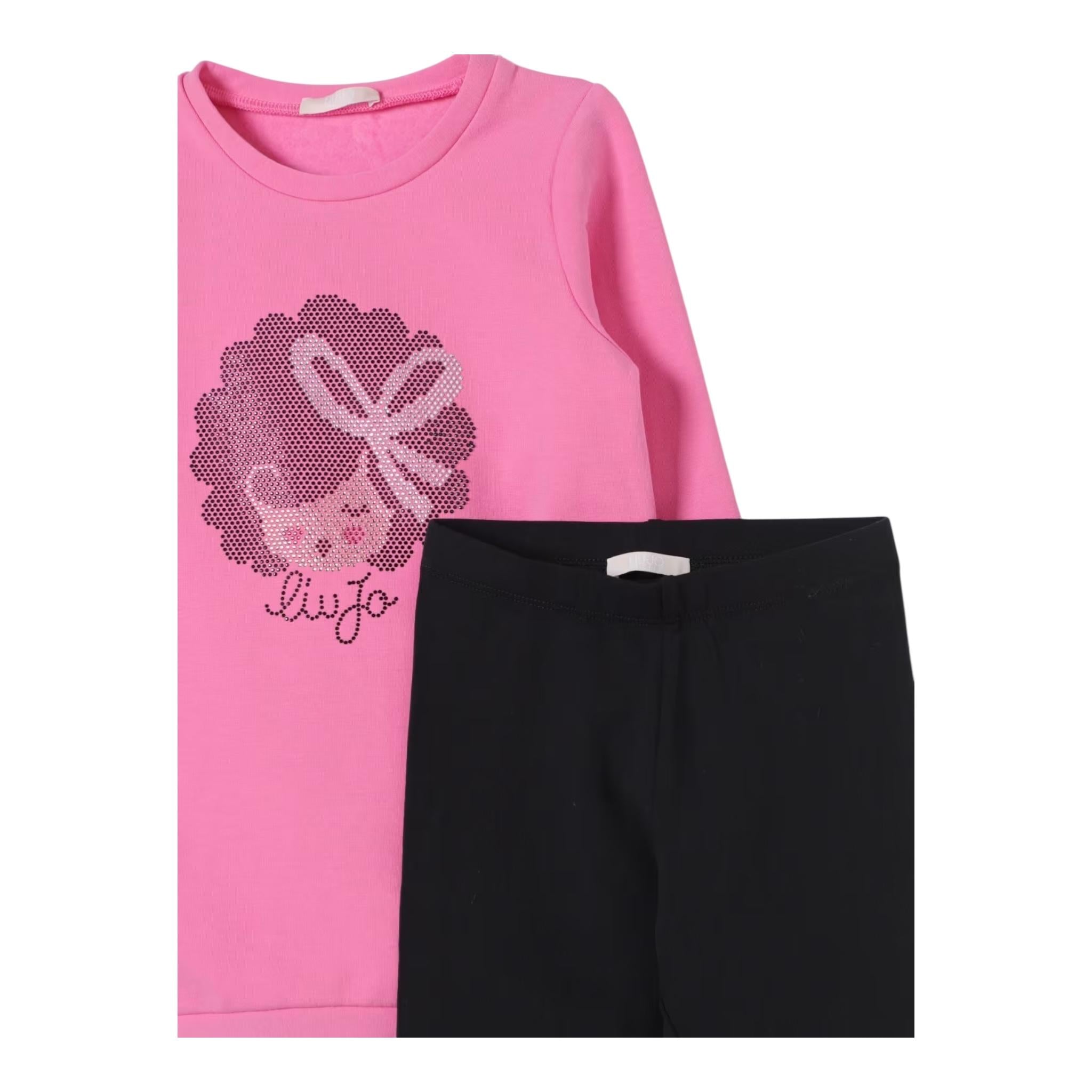 LIU JO completo 2pz felpa-leggins bicolore Rosa/nero per Bambina KF4024X ROSA/NERO LIU JO