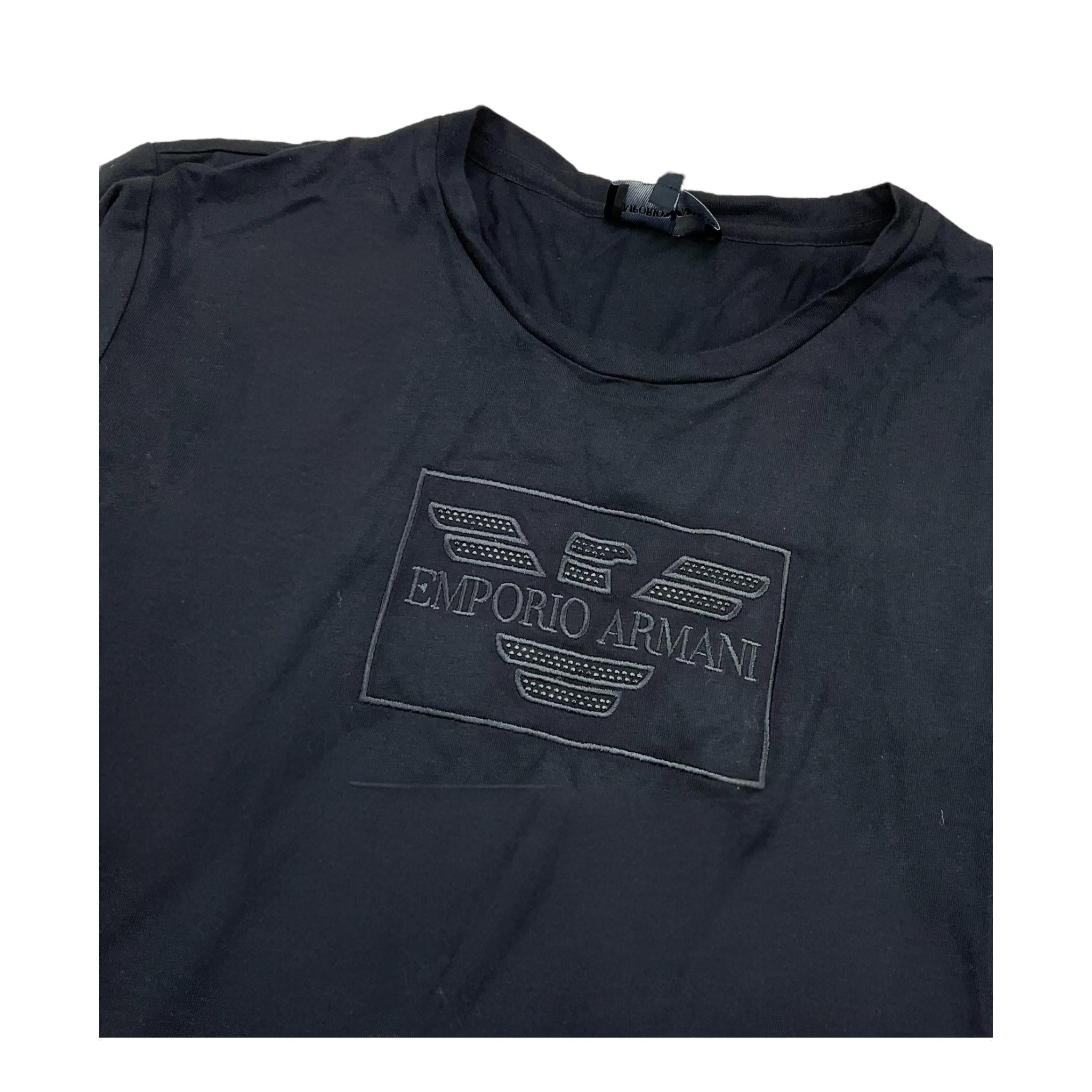 EMPORIO ARMANI shirt girocollo tinta unita con stampa logo brillantinata Nero per Bambina 6D3T17 NERO EMPORIO ARMANI