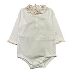 IL GUFO body manica lunga tinta unita con collo rouches Bianco/rosa per Neonata A24MB044MF002 BIANCO/ROSA IL GUFO