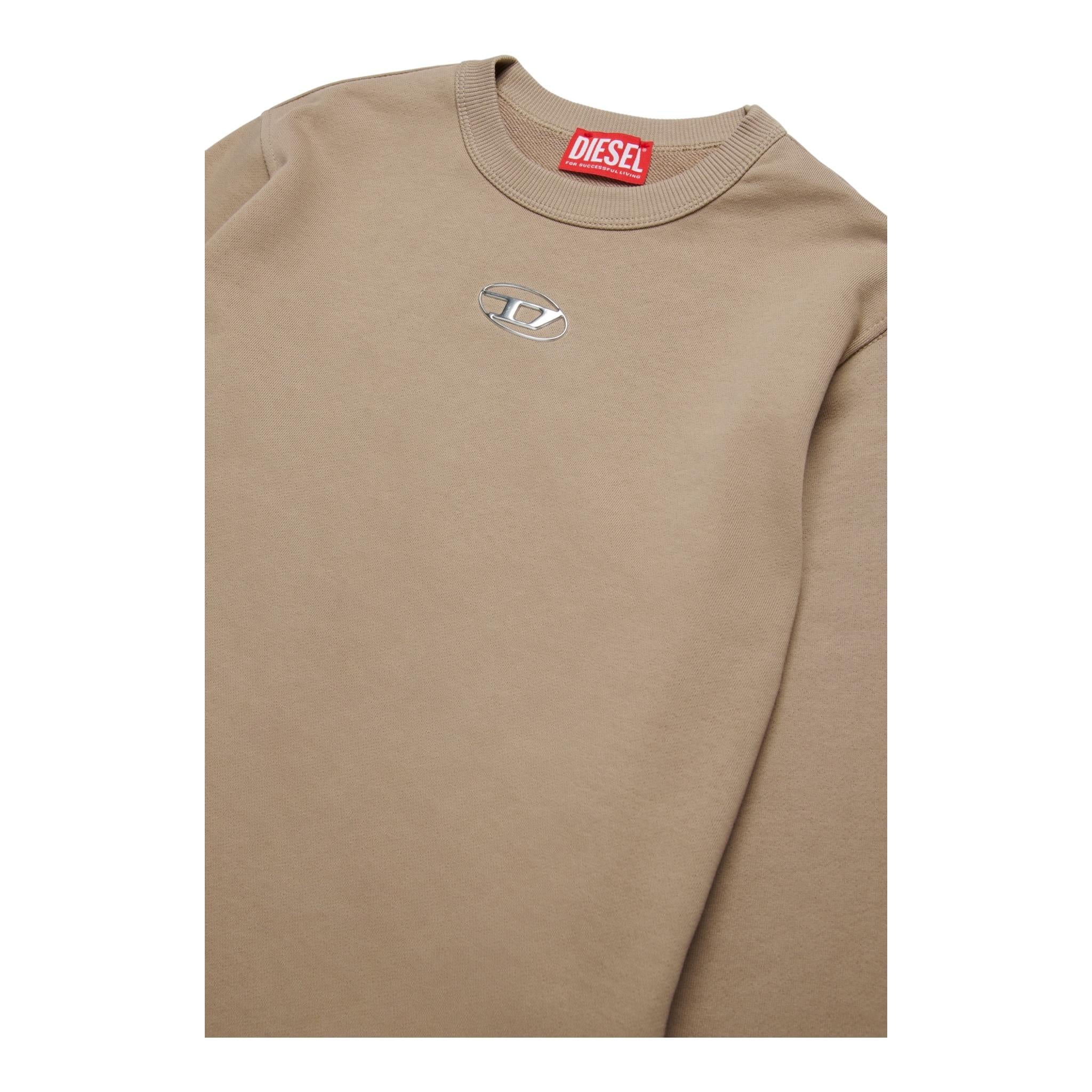 DIESEL felpa chiusa girocollo tinta unita con logo Beige per Bambino J02024 BEIGE DIESEL