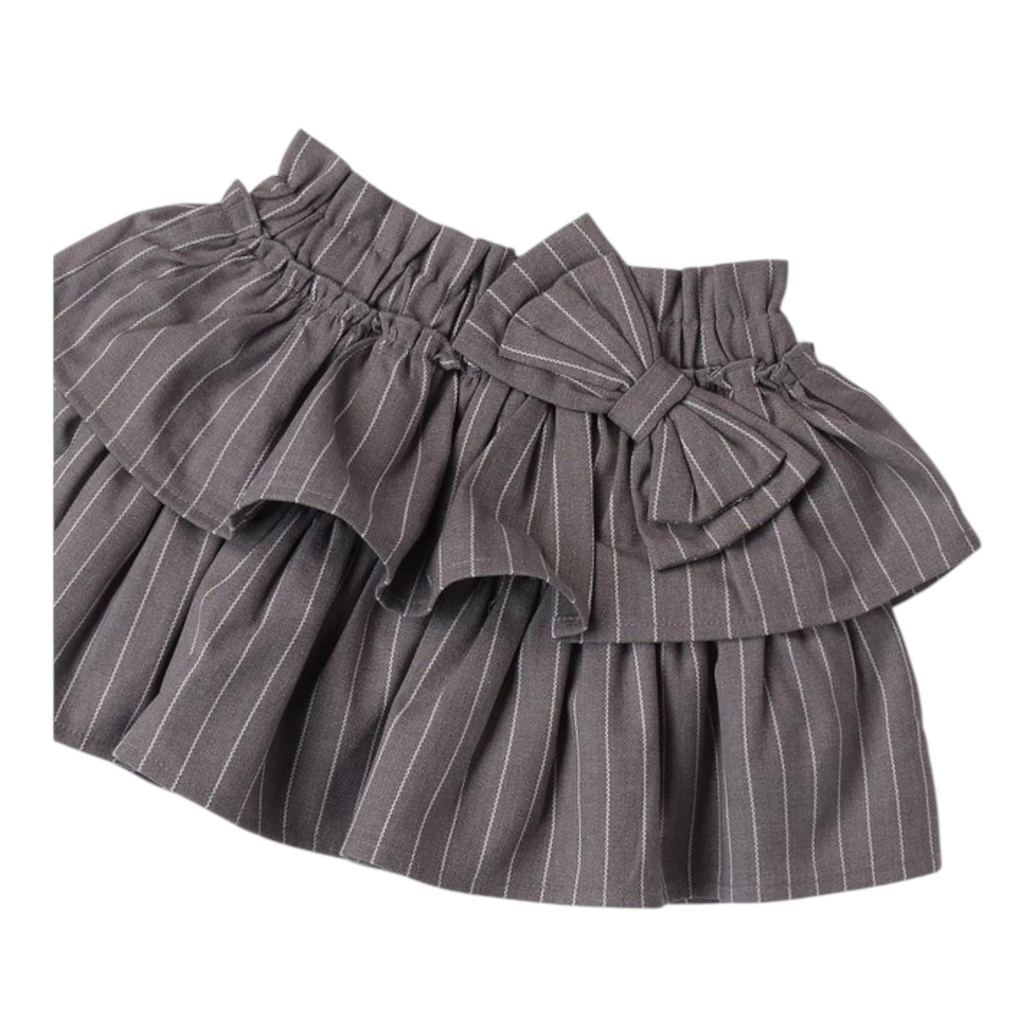 SARABANDA gonna tinta unita con fiocco e fantasia a righe Grigio per Neonata A264N GRIGIO SARABANDA