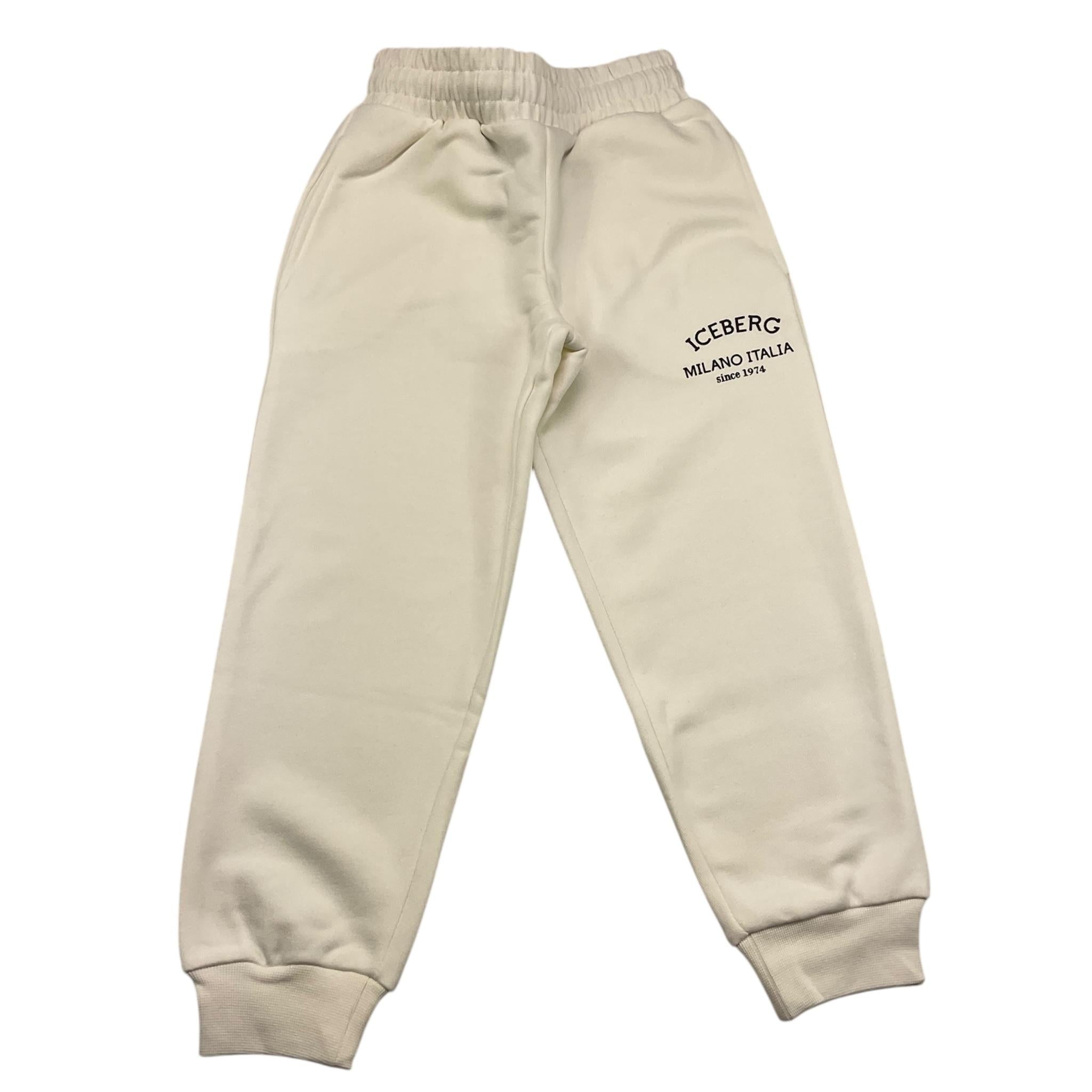 ICEBERG pantalone tuta tinta unita con stampa Bianco per Bambino PFICE5316JX BIANCO ICEBERG