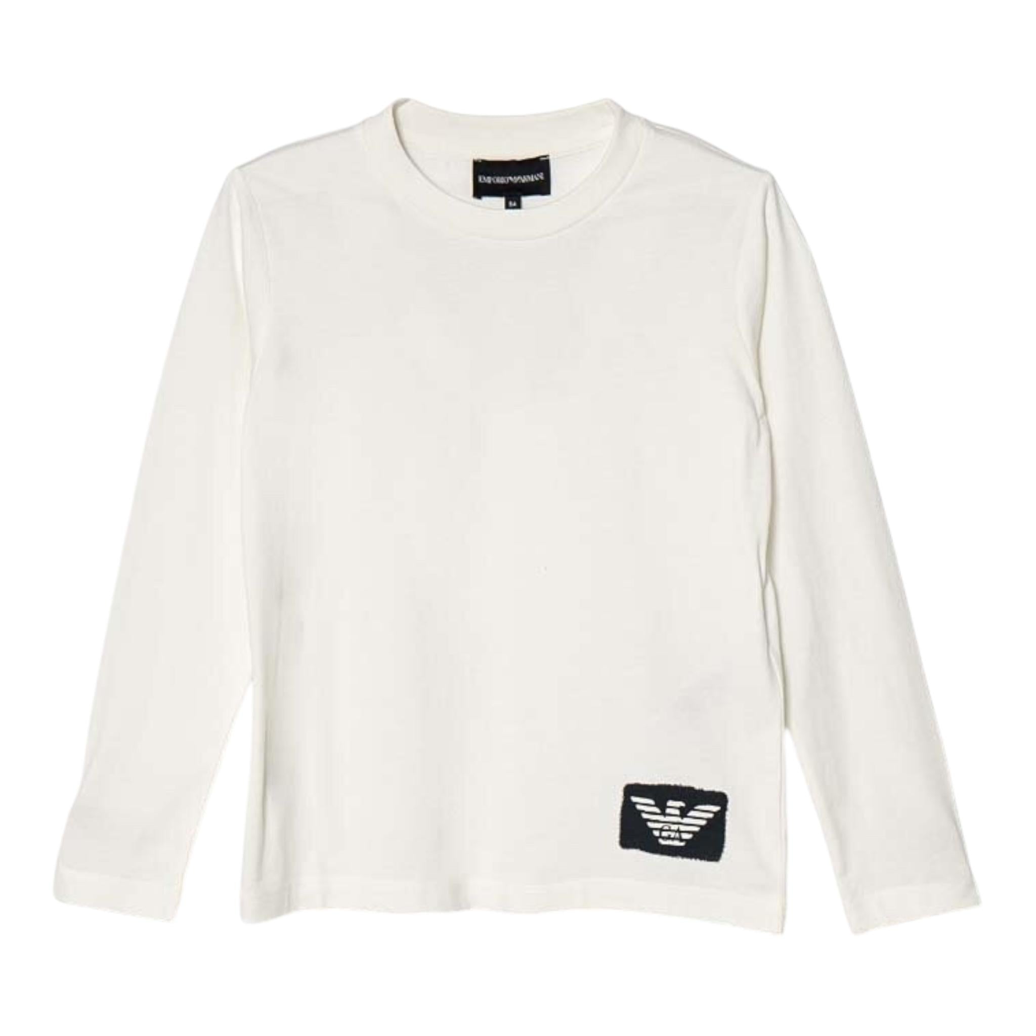 EMPORIO ARMANI shirt girocollo tinta unita con stampa Bianco per Bambino 6D4DJ444 BIANCO EMPORIO ARMANI