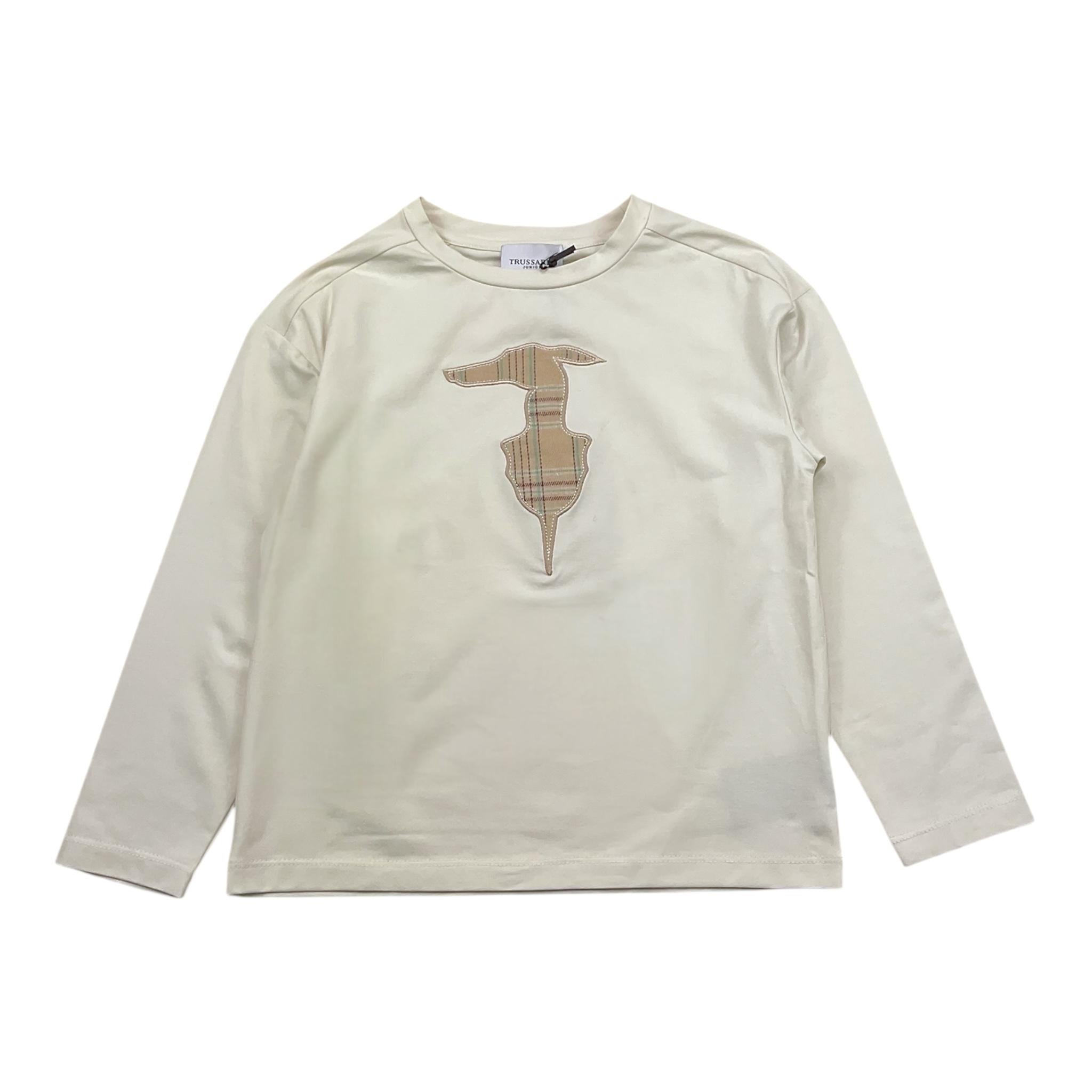 TRUSSARDI shirt girocollo tinta unita con stampa Panna per Bambino TGA25112TS PANNA TRUSSARDI