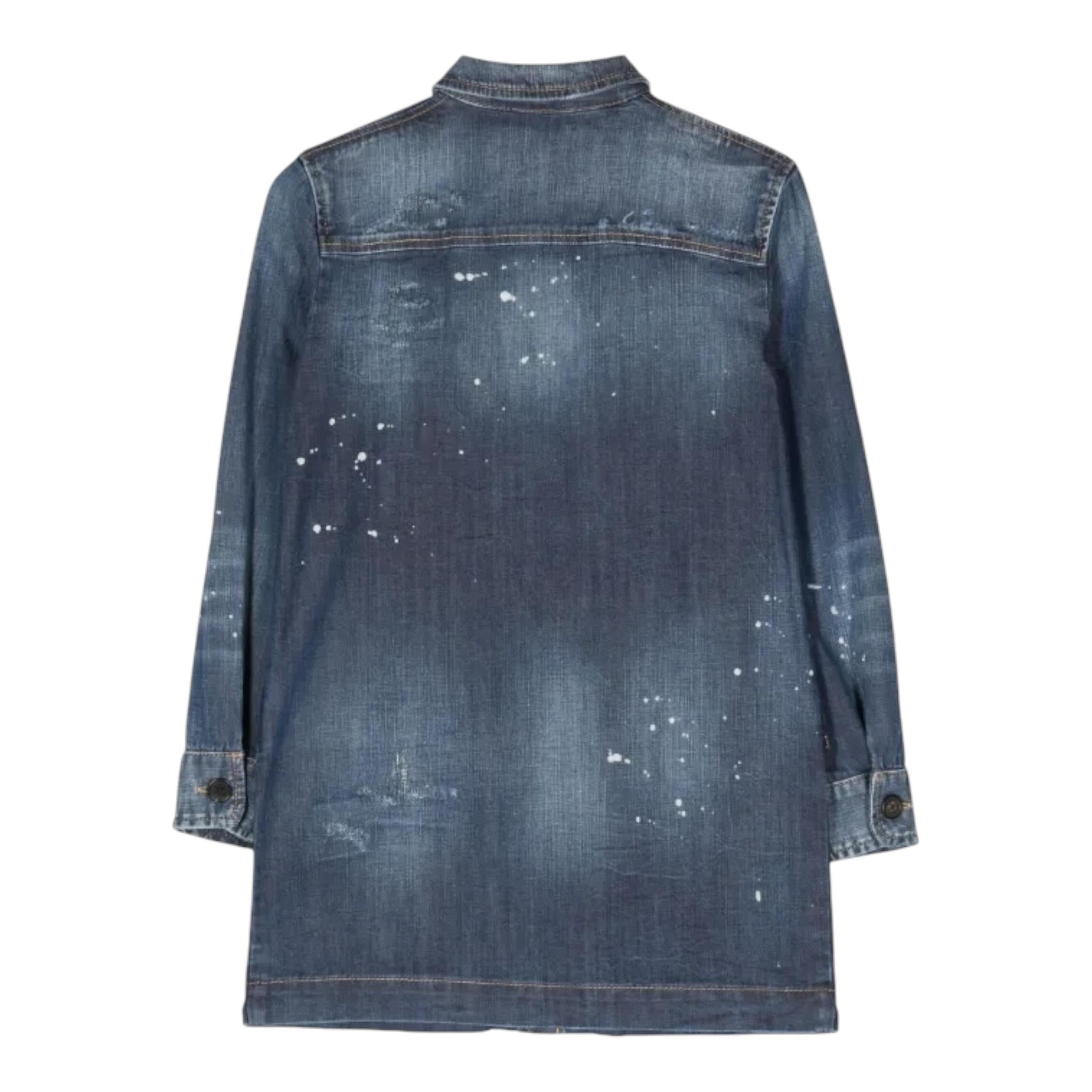 DSQUARED2 abito in denim tinta unita con bottoni Blu per Bambina DQ1894 BLU DSQUARED2
