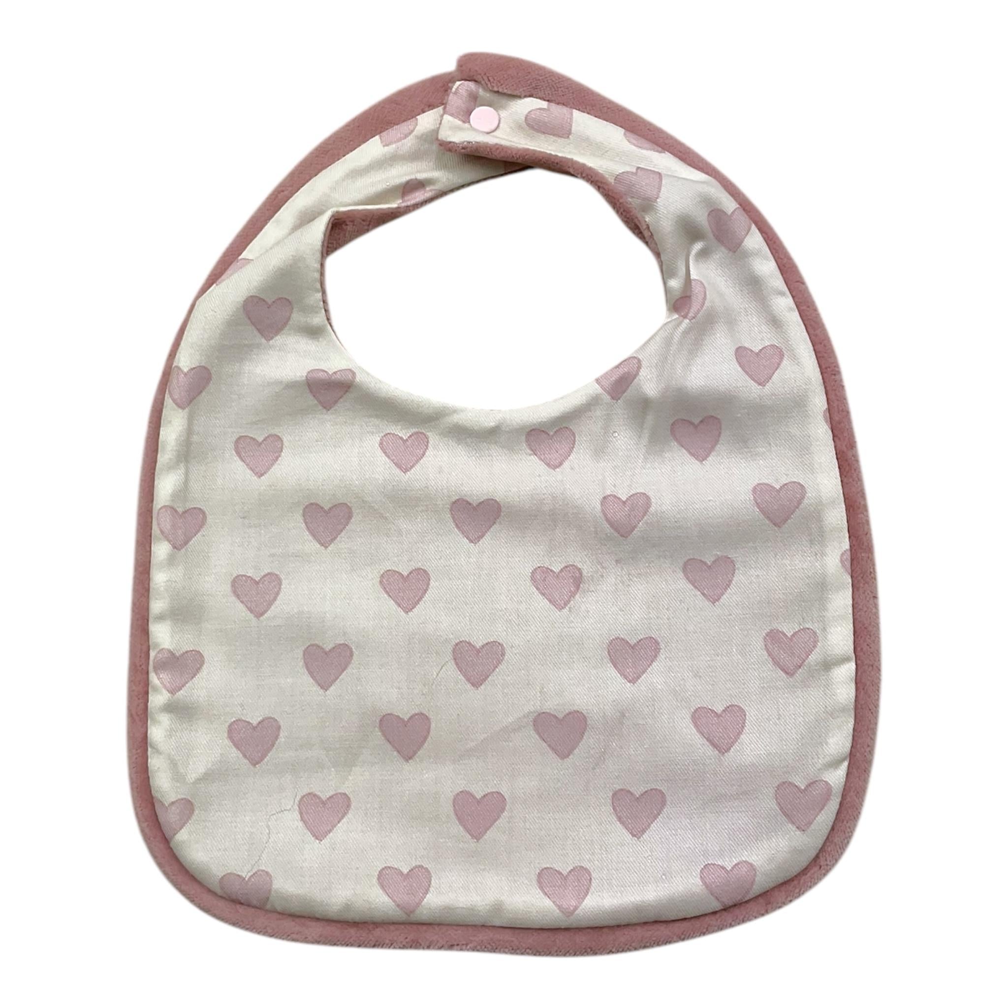 LA STUPENDERIA bavetta tinta unita con fantasia cuori Bianco/rosa per Neonata TBBV20 BAINCO/ROSA LA STUPENDERIA