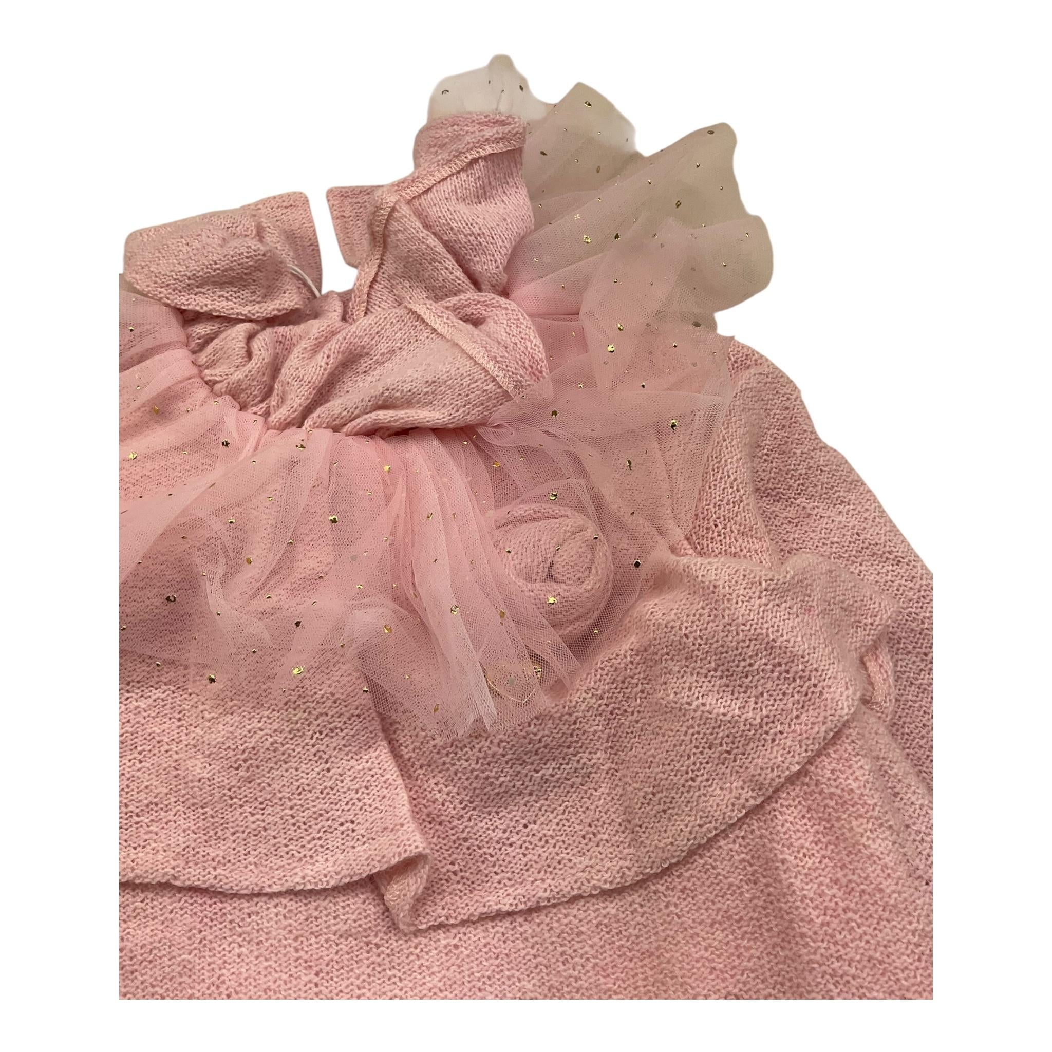LE BEBE' maglia tinta unita cn colletto in tulle Rosa per Neonata LBG5394 ROSA LE BEBE'