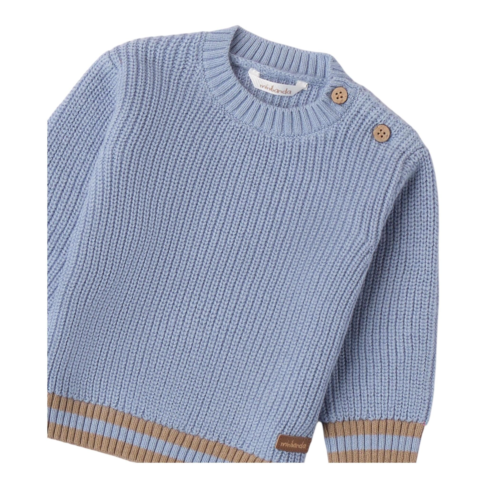 MINI BANDA maglia tinta unita con profili in contrasto Azzurro per Neonato 3A669 AZZURRO MINI BANDA