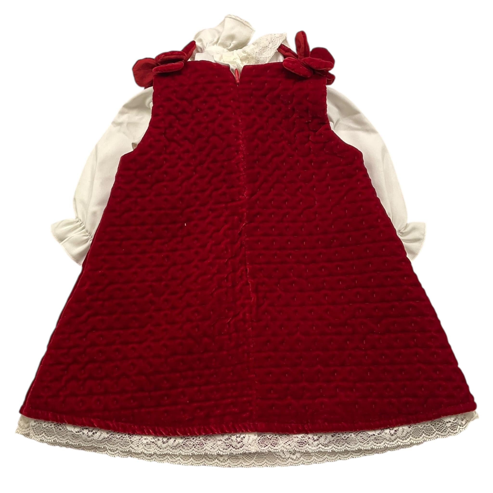 MARLU' set camicia-abito giromanica bicolore Rosso/bianco per Neonata UH828 ROSSO/BIANCO MARLU'
