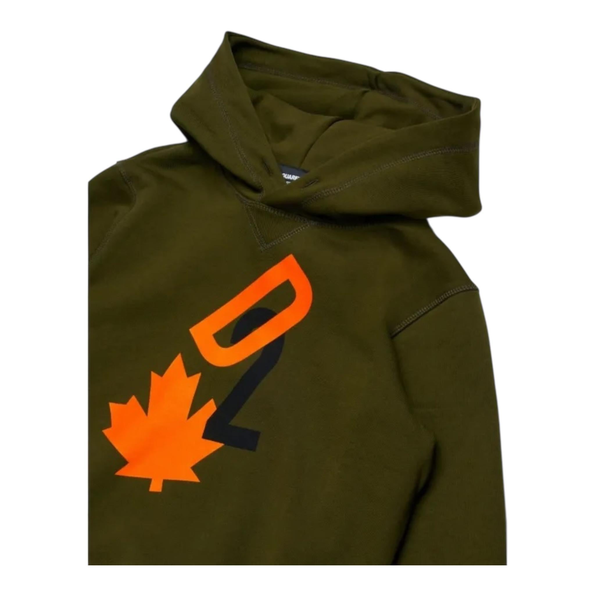 DSQUARED2 felpa tinta unita con cappuccio e stampa Verde per Bambino DQ2465XX VERDE DSQUARED2