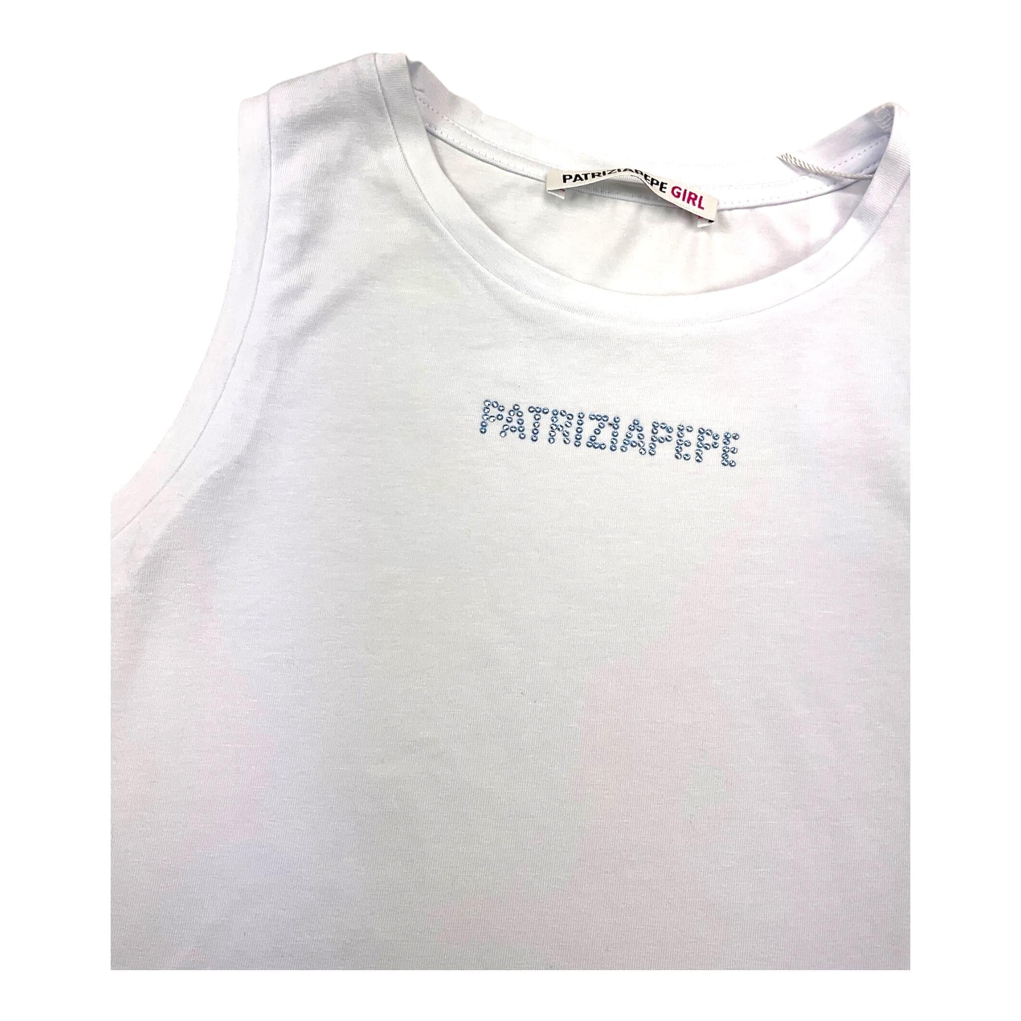 PATRIZIA PEPE canotta girocollo tinta unita con brillantini Bianco per Bambina 7M0813 BIANCO PATRIZIA PEPE