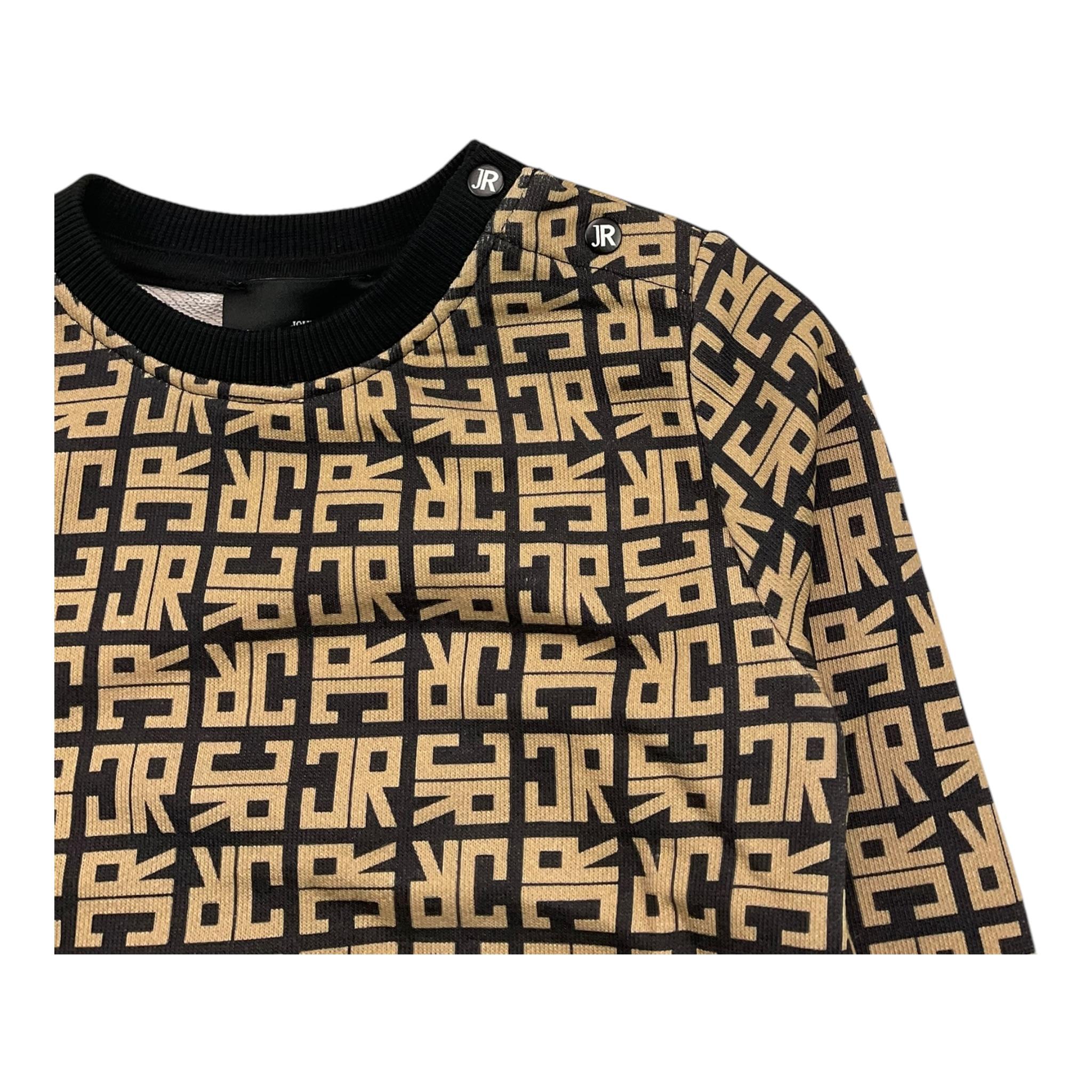 JOHN RICHMOND felpa chiusa girocollo fantasia logo Nero/beige per Neonato RIA25048FE NERO/BEIGE JOHN RICHMOND