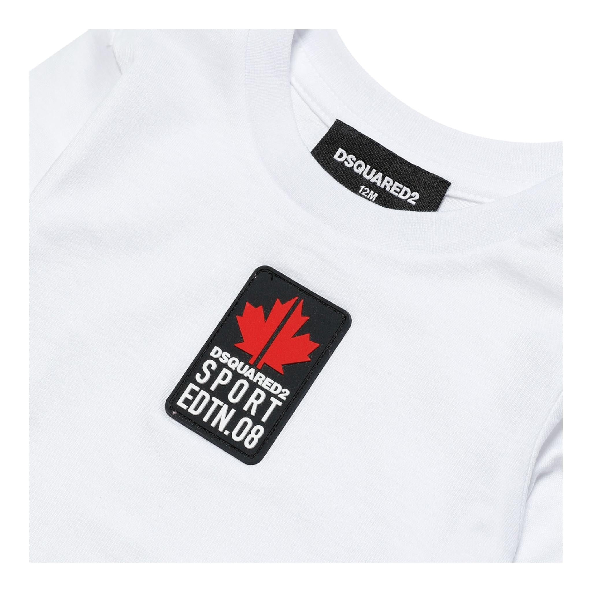 DSQUARED2 shirt girocollo tinta unita con stampa logo Bianco per Neonato DQ1879O BIANCO DSQUARED2