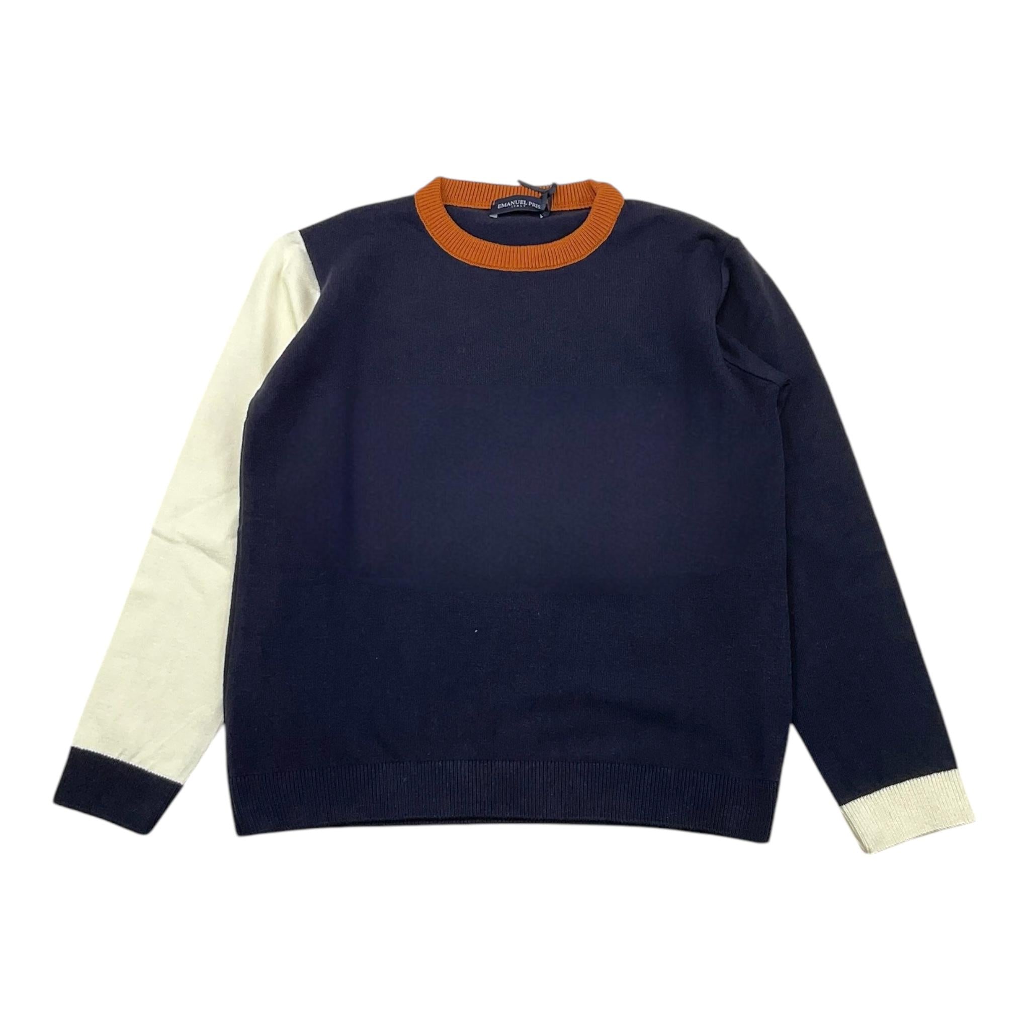 EMANUEL PRIS maglia tricolore girocollo Blu per Bambino EMG7078PCB BLU EMANUEL PRIS