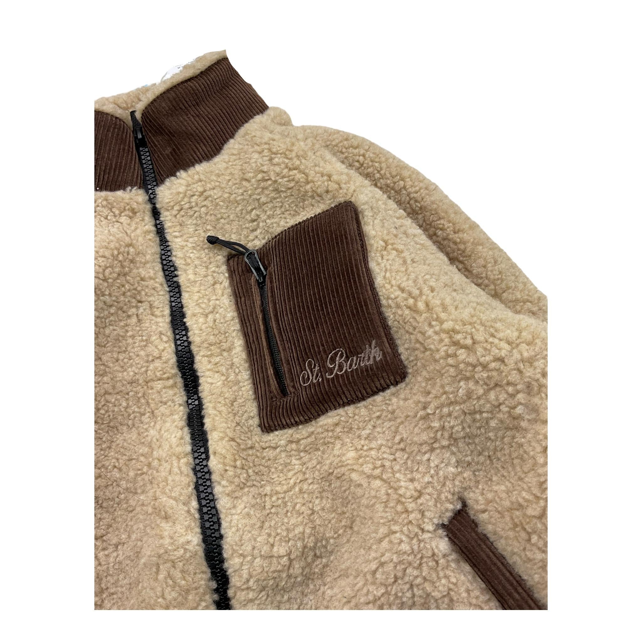 SAINT BARTH giubbino tinta unita con zip e contrasti Beige per Bambino KEYSTONE BEIGE SAINT BARTH