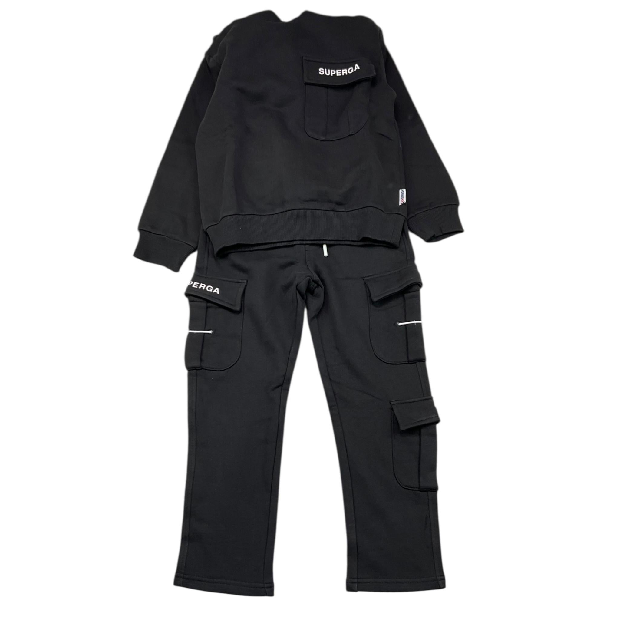 SUPERGA completo 2pz felpa-pantalone Nero per Bambino SA147 NERO SUPERGA