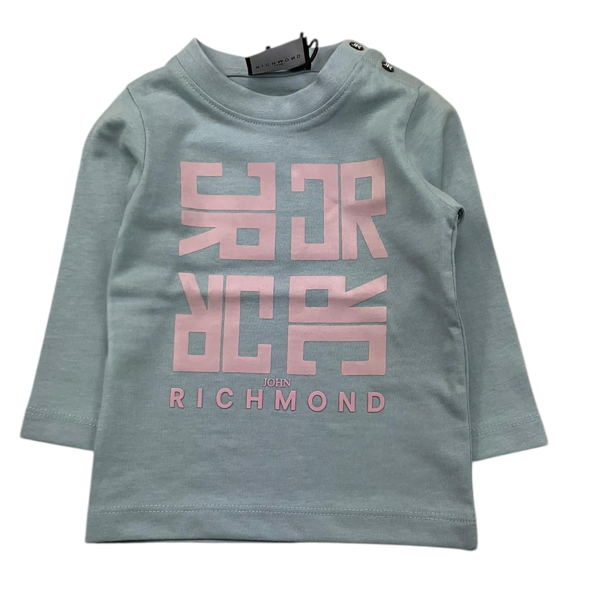 JOHN RICHMOND shirt girocollo tinta unita con stampa in contrasto Azzurro per Neonata RIA25088TS AZZURRO JOHN RICHMOND