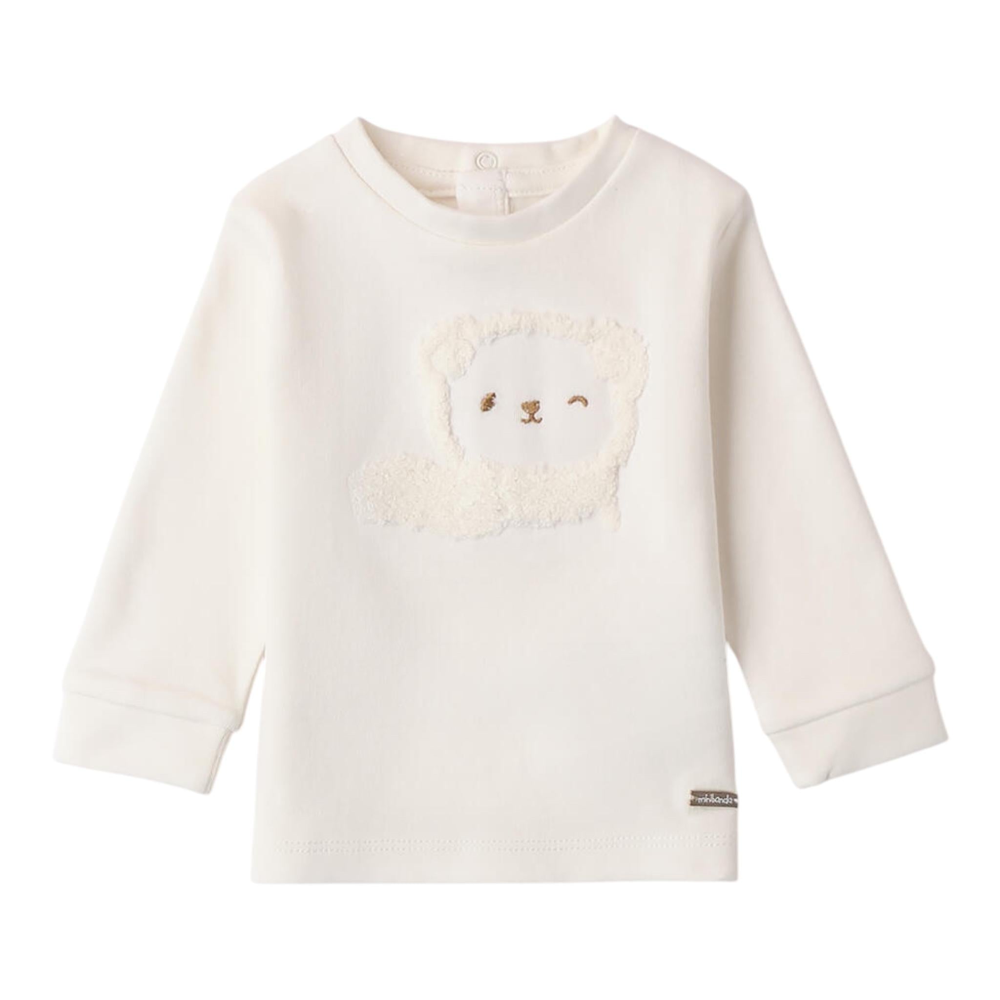 MINI BANDA shirt girocollo tinta unita con stampa in contrasto Panna per Neonato S614 PANNA MINI BANDA