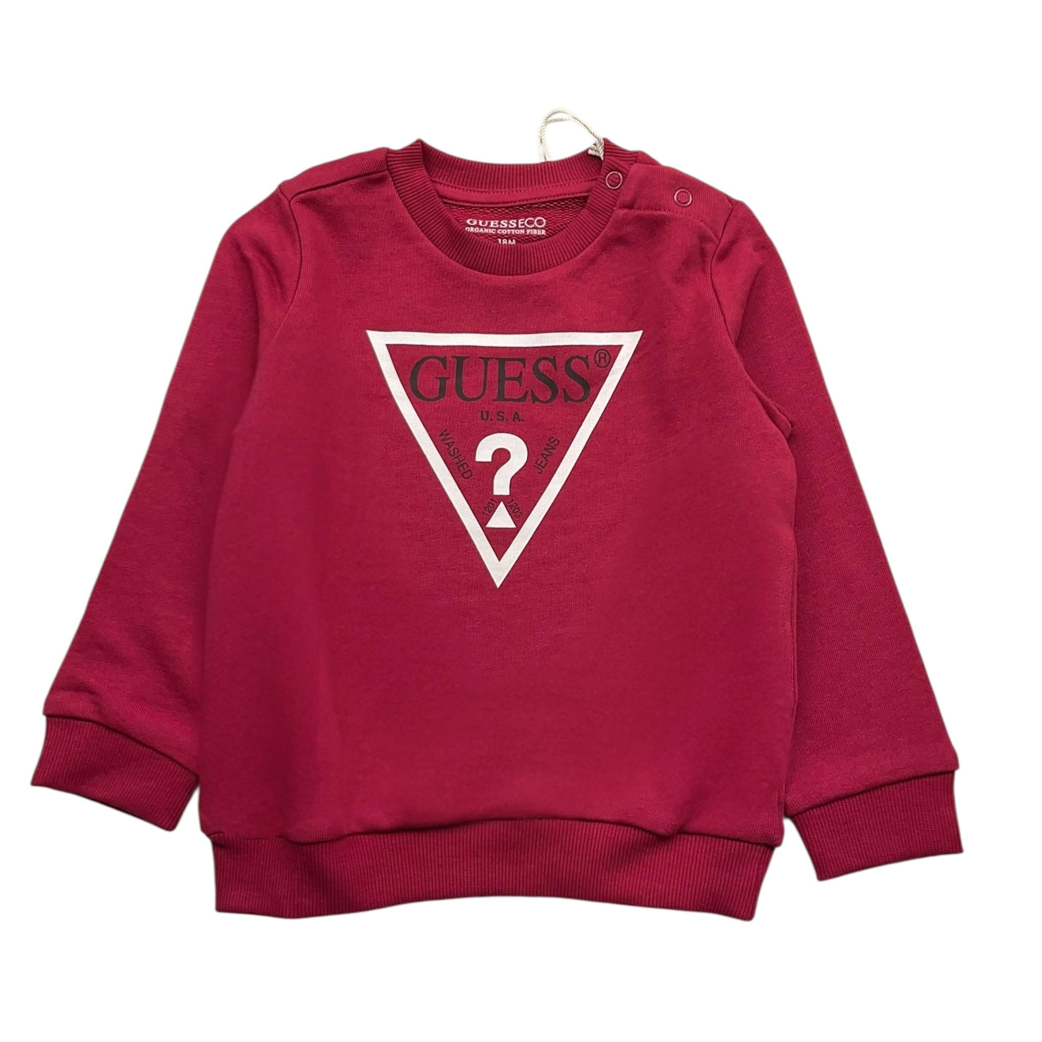 GUESS felpa tinta unita girocollo con stampa Bordeaux per Neonata N73Q10KAUG0NX BORDEAUX GUESS