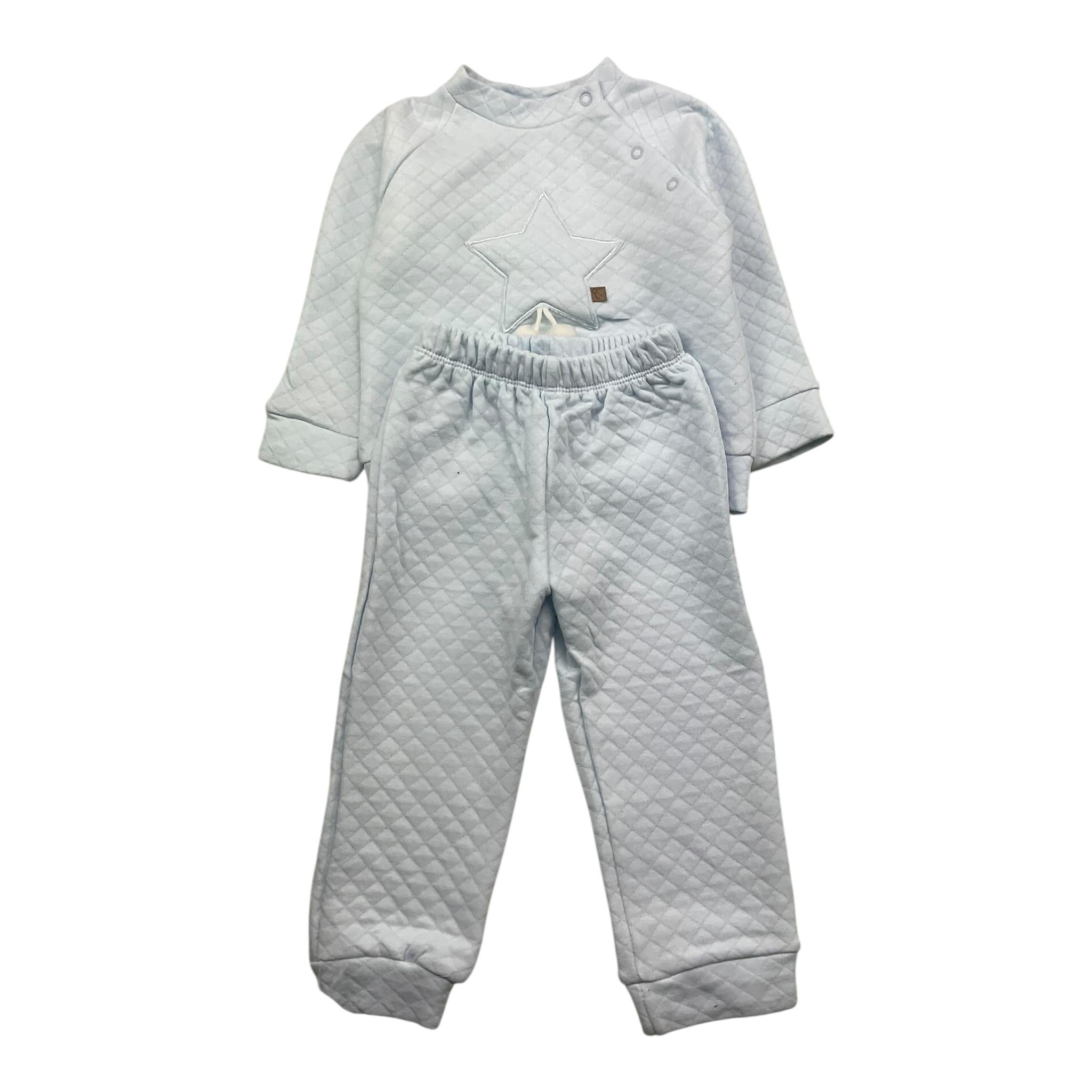 CALAMARO completo 2pz tinta unita felpa-pantalone Azzurro per Neonata 11094 AZZURRO CALAMARO