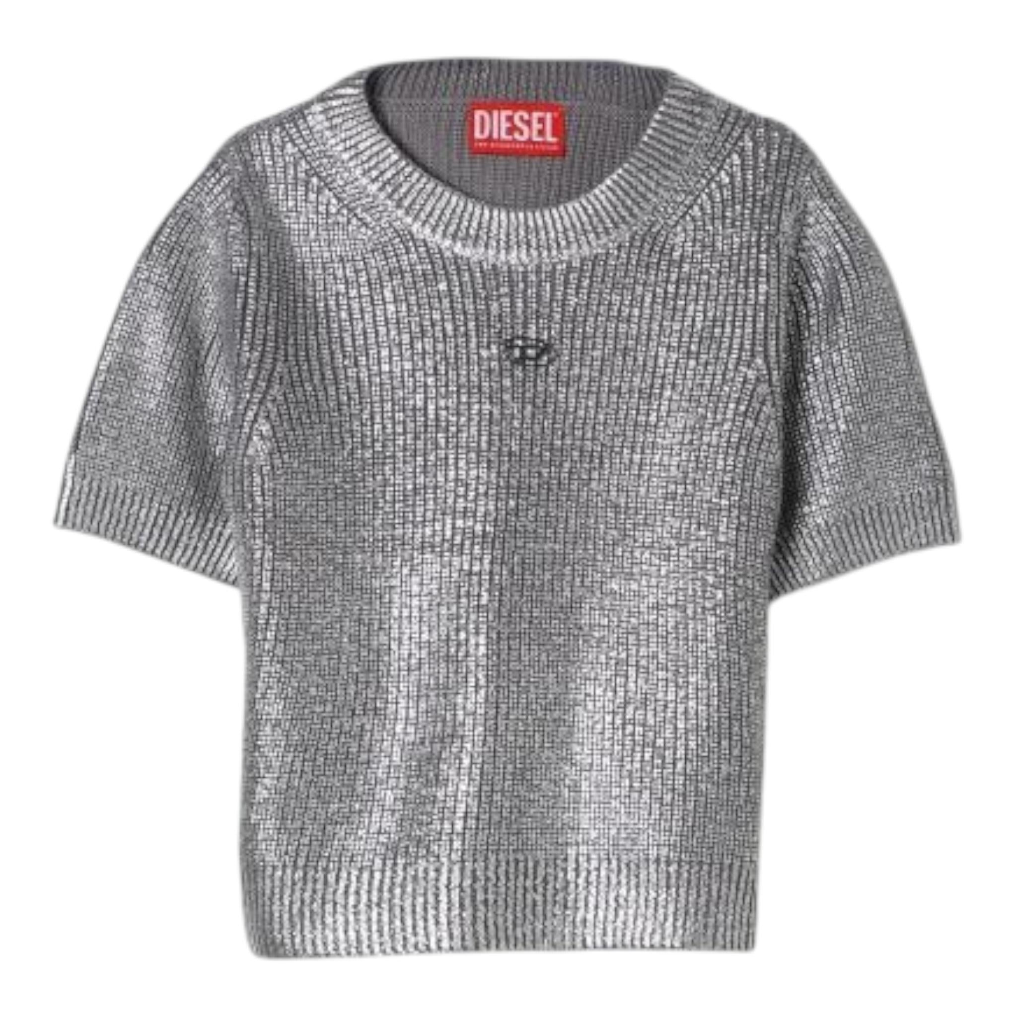 DIESEL t-shirt tinta unita girocollo con logo Argento per Bambina J02069 ARGENTO DIESEL