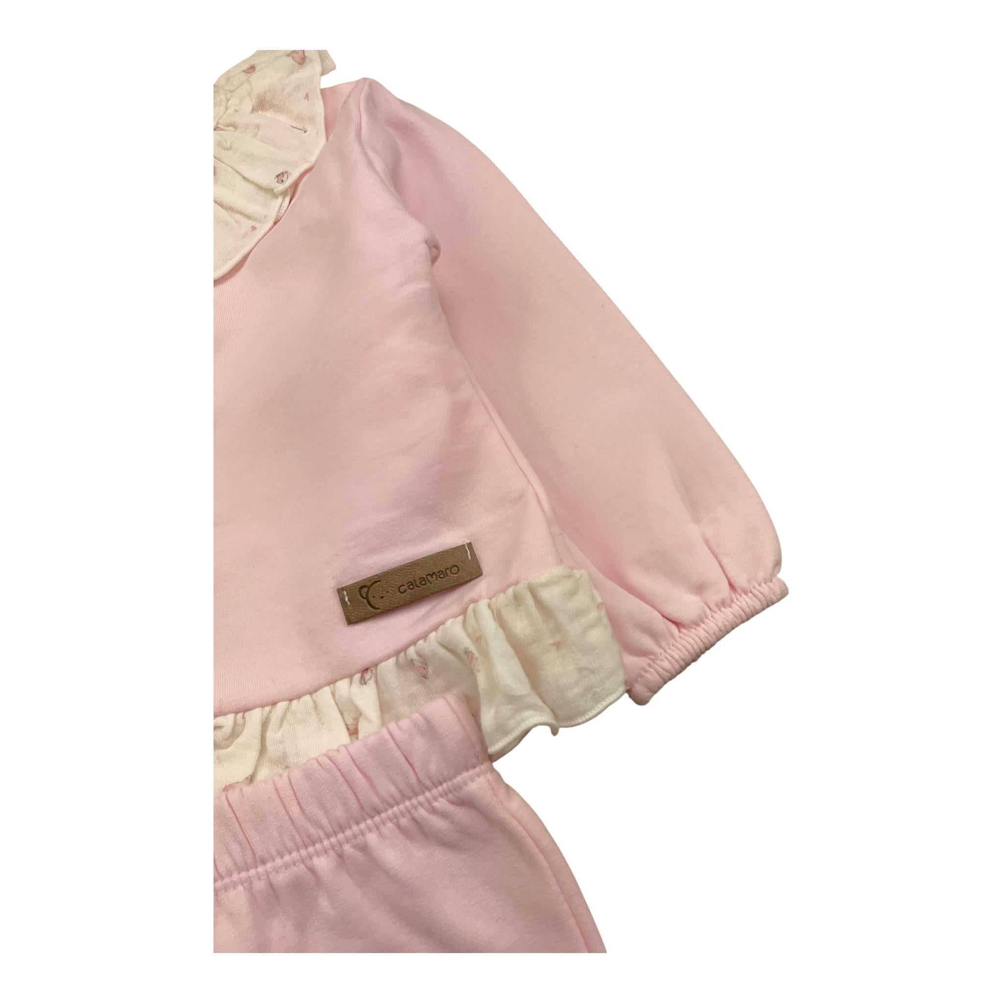 CALAMARO completo 2pz maglia-pantalone tinta unita Rosa per Neonata 11015 ROSA CALAMARO