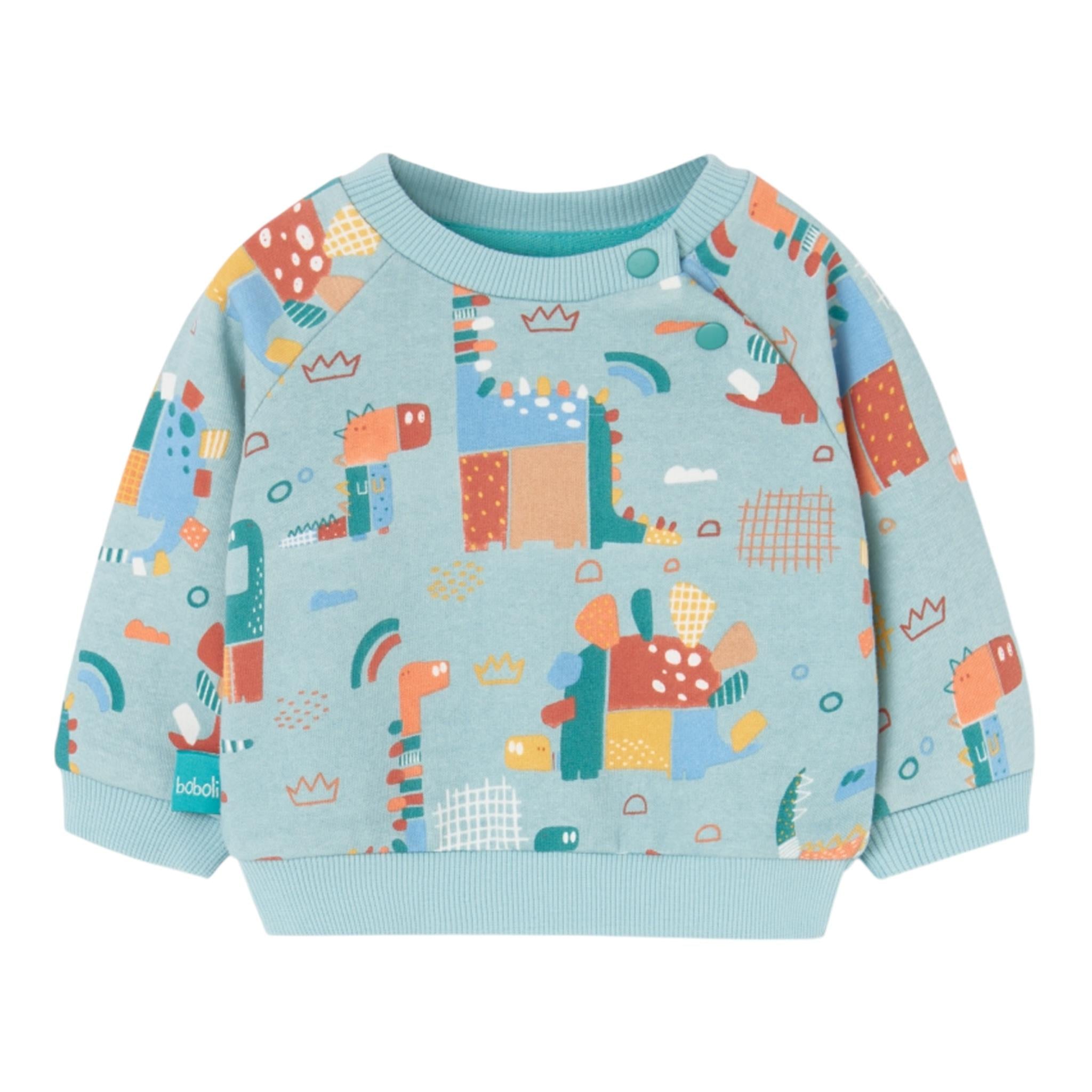 BOBOLI completo felpa-pantalone tinta unita con stampa Verde acqua per Neonato 119124 VERDE ACQUA BOBOLI